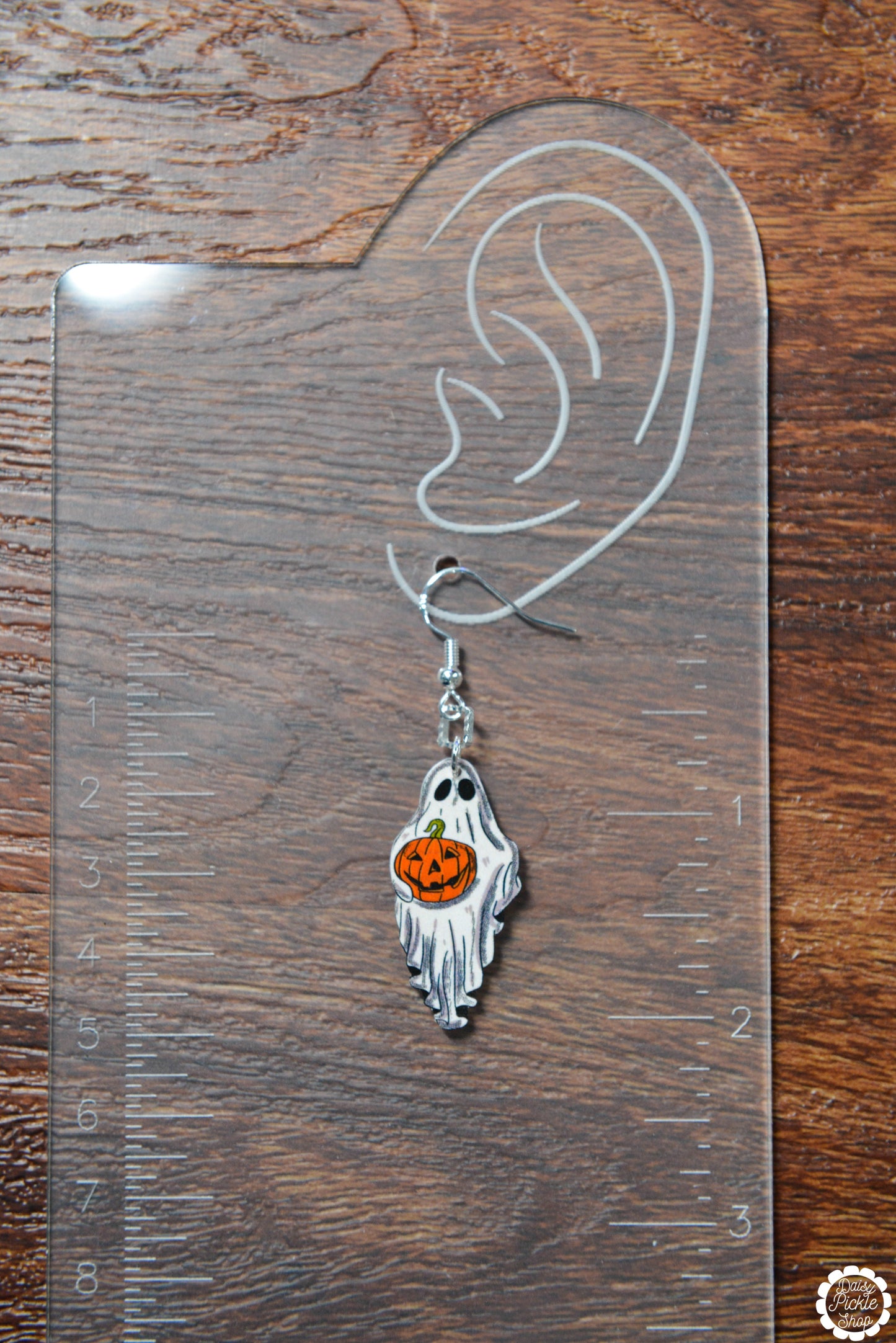 Sparkly Ghost Pumpkin Earrings