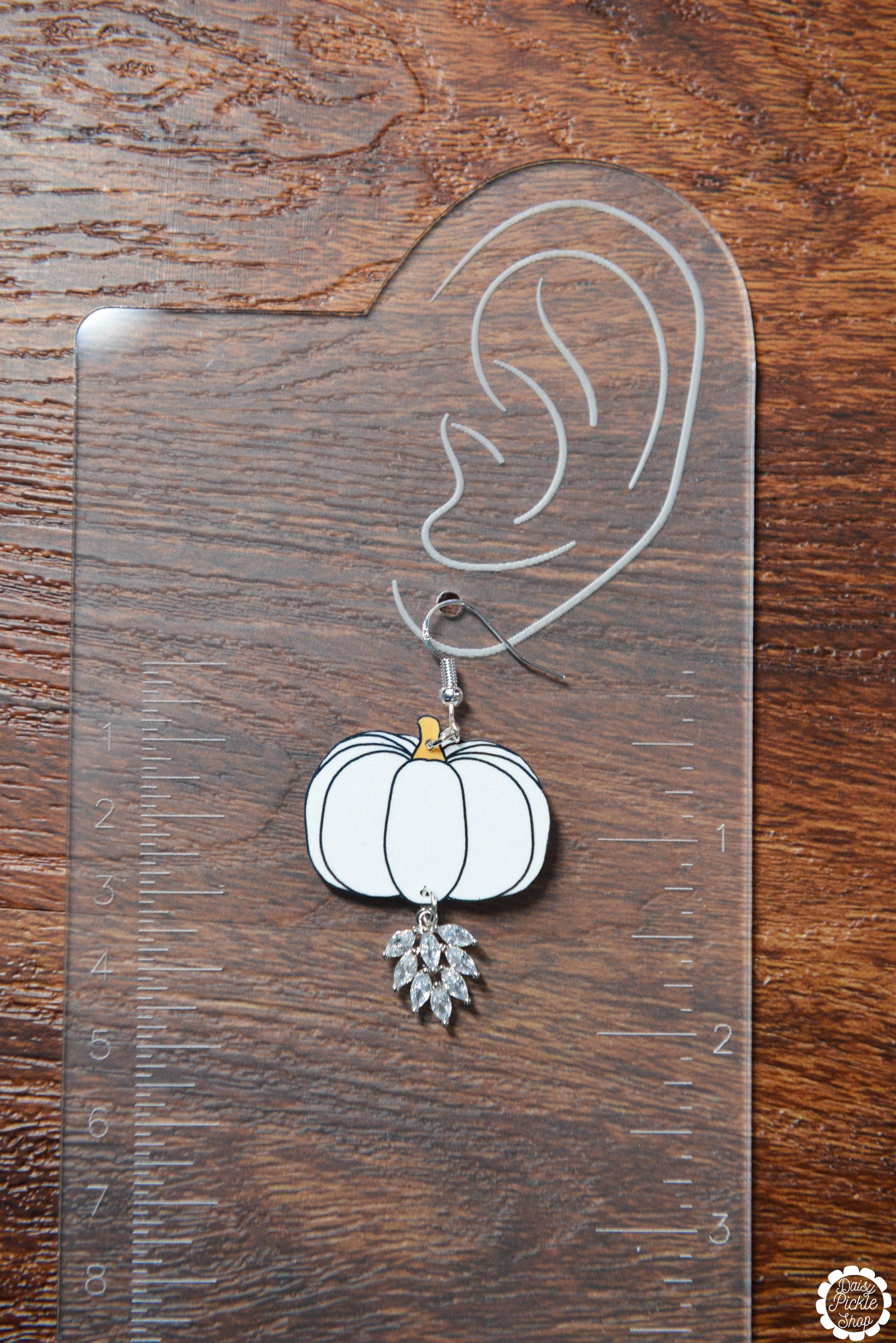 Sparkly White Pumpkin Earrings