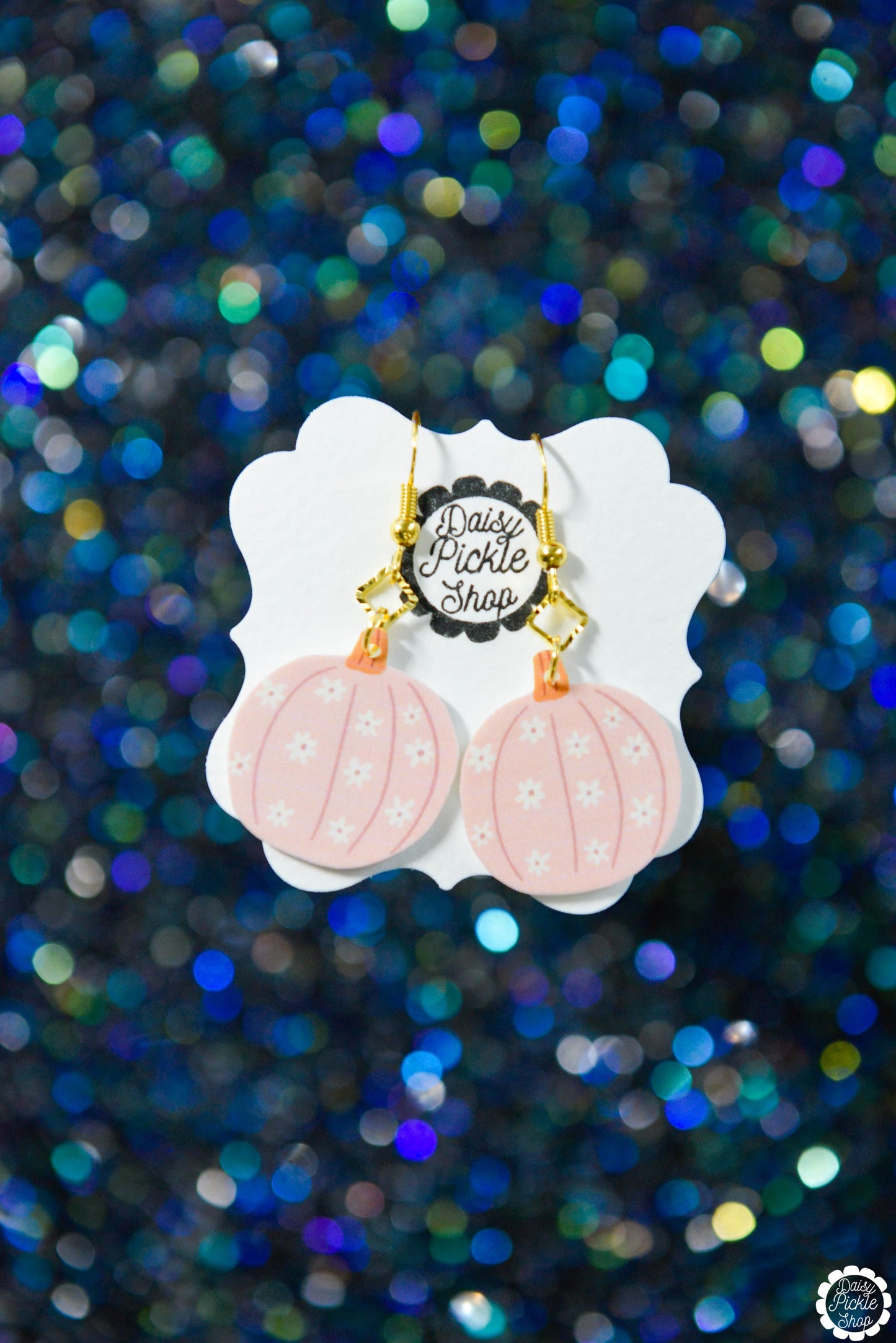 Pink Flower Pumpkin Earrings  Media 1 of 2