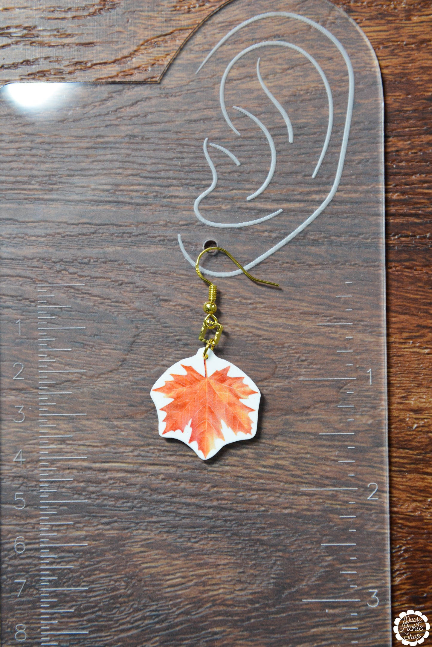 Orange Sparkle Maple Leaf Earrings