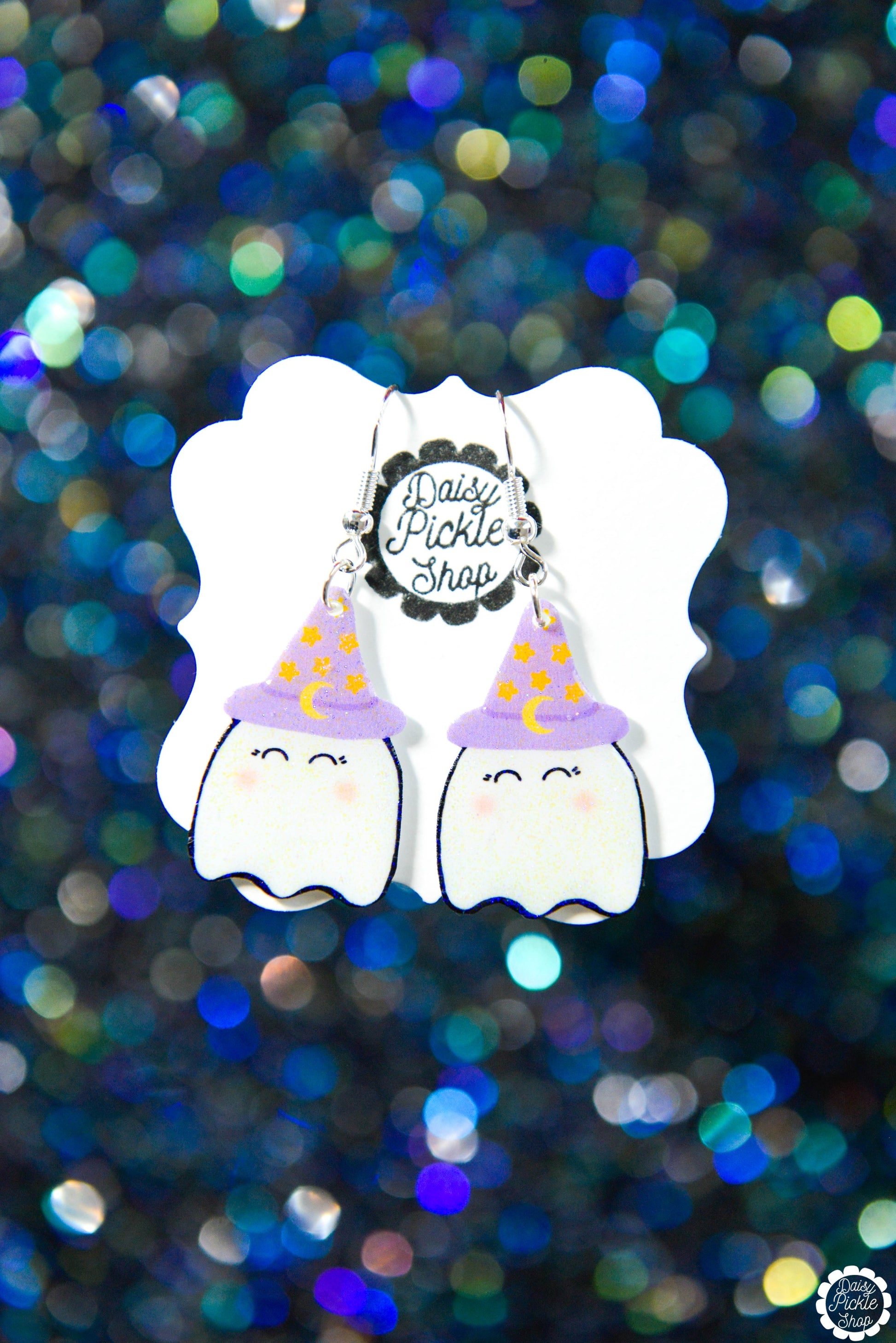 Cute Witch Hat Ghost Earrings