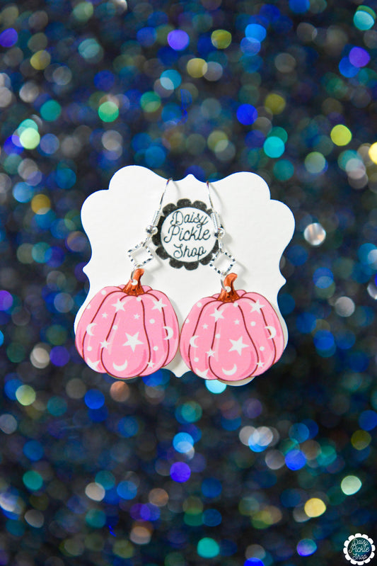 Pink Starry Pumpkin Sky Earrings