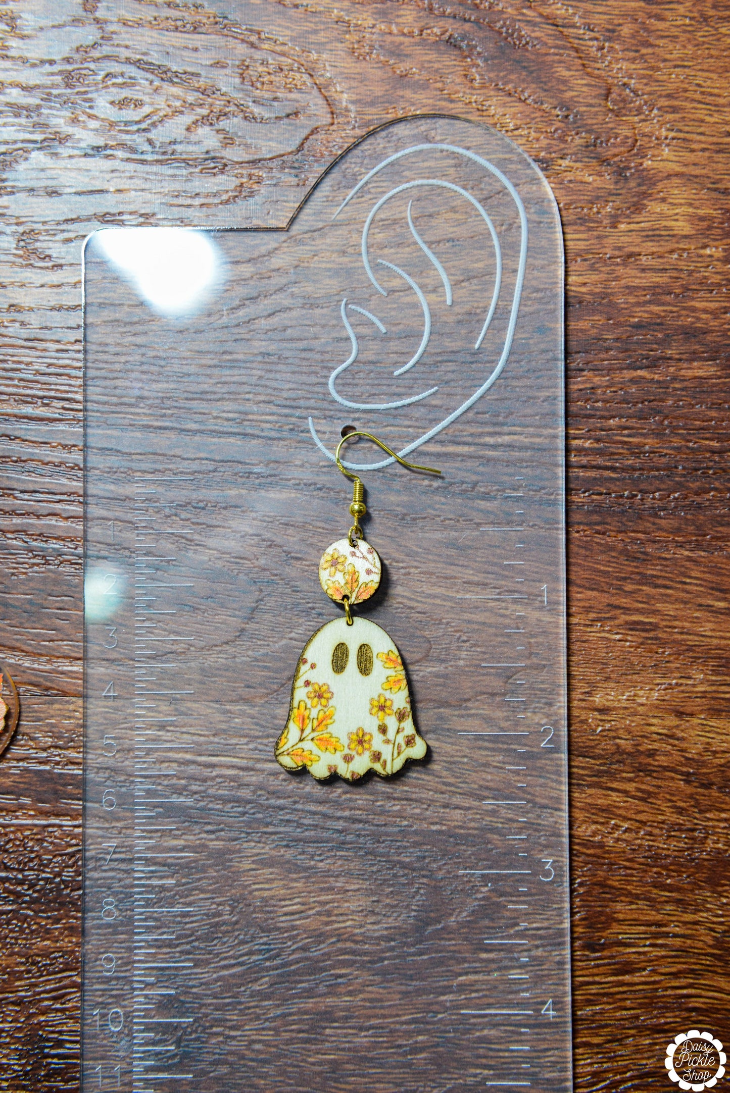 Floral Wood Ghost Earrings