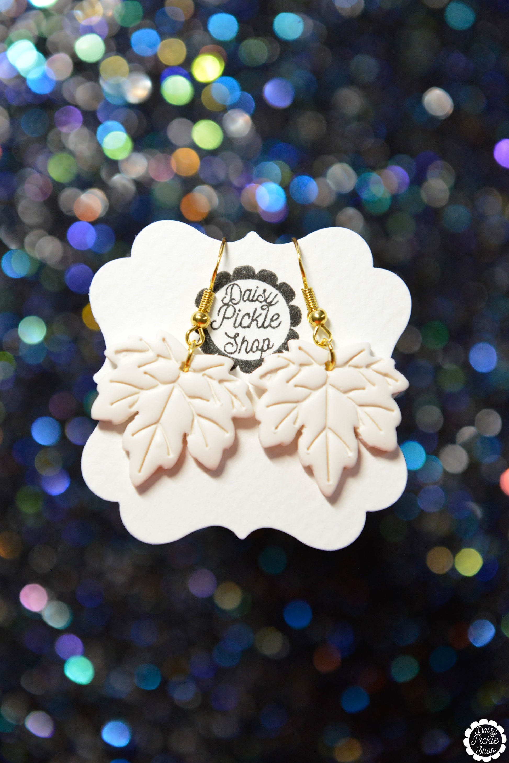 White Leaf Earrings