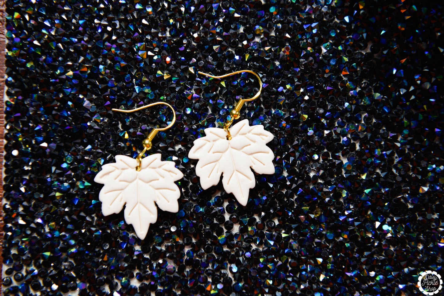 White Leaf Earrings