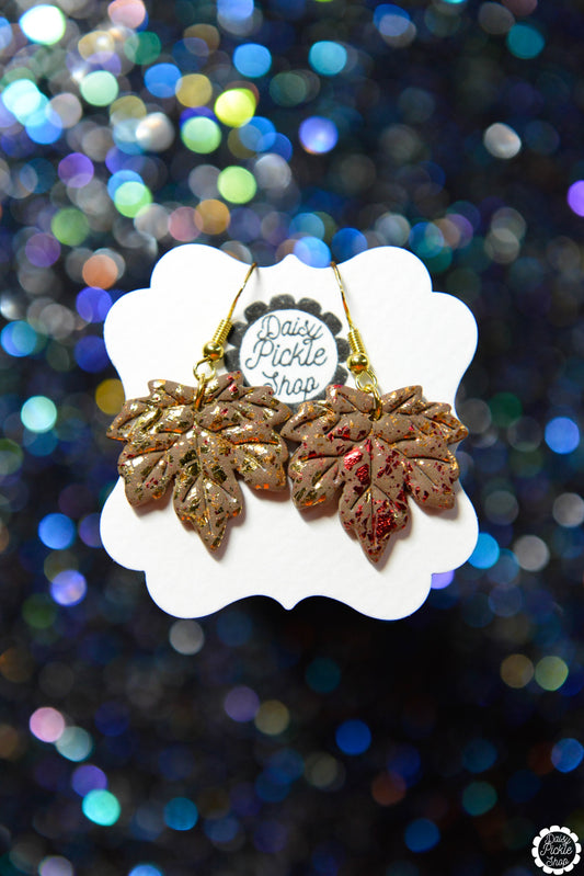 Brown Fall Leaf Earrings