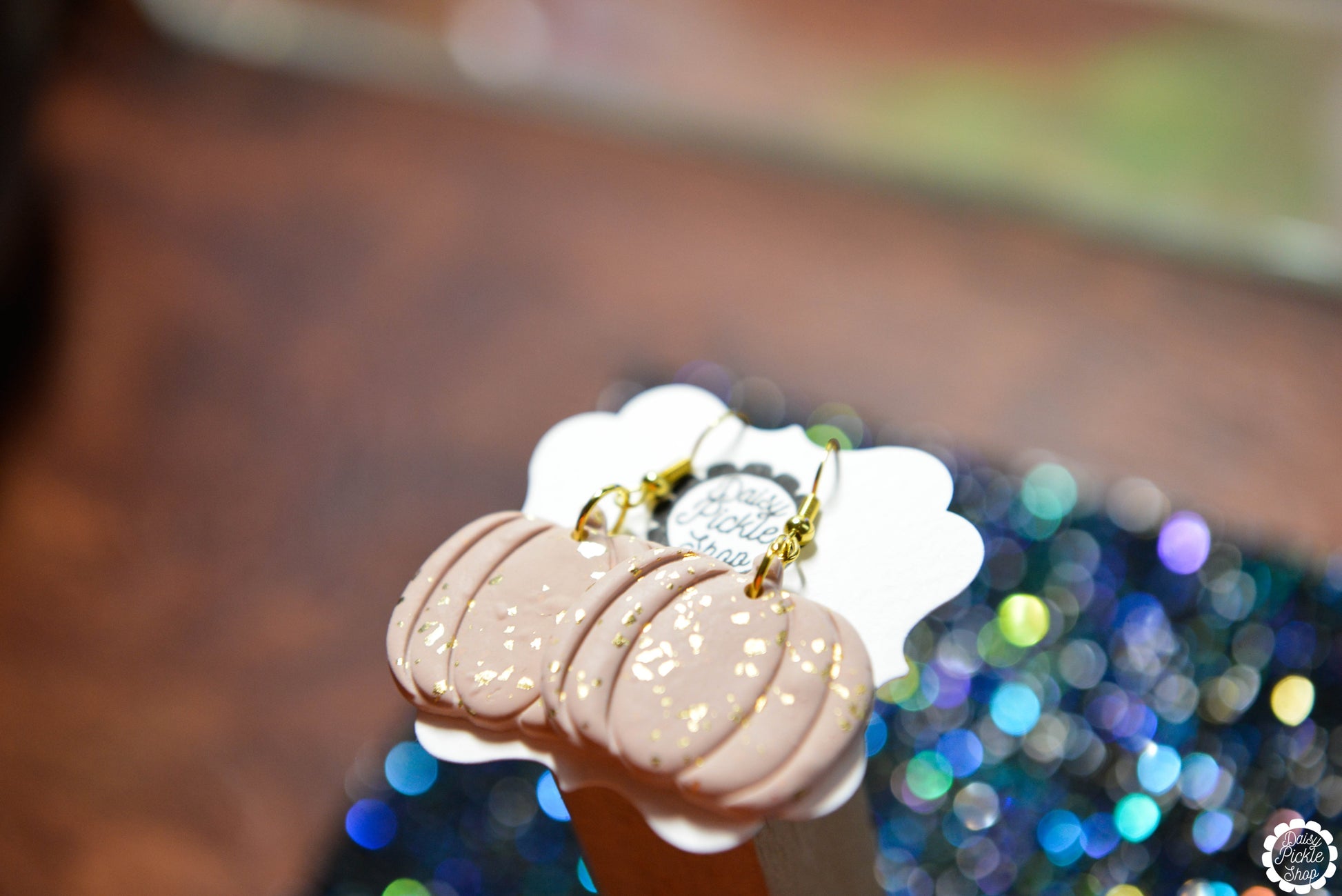 Antique Golden Flake Pumpkin Earrings