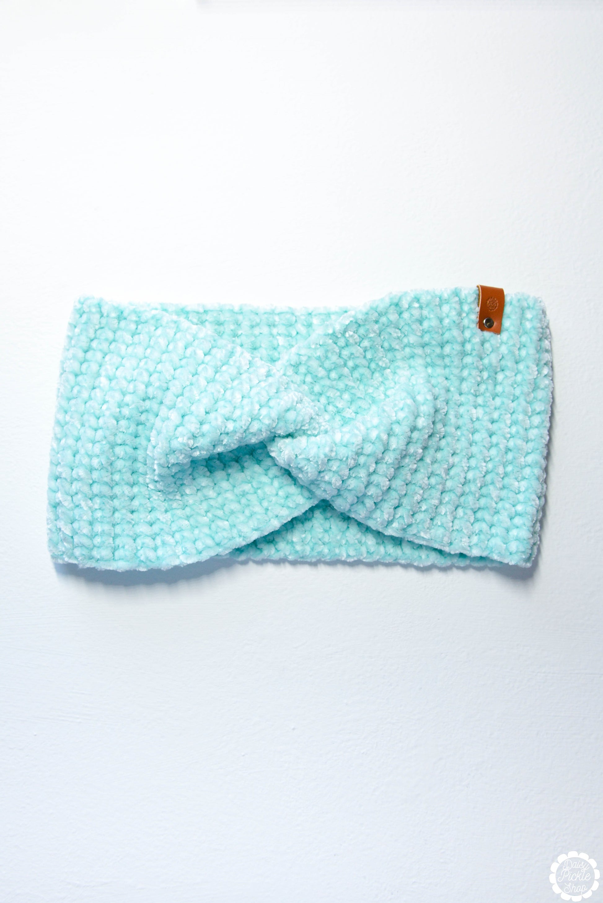 Light Blue Crushed Velvet Twist Ear Warmer