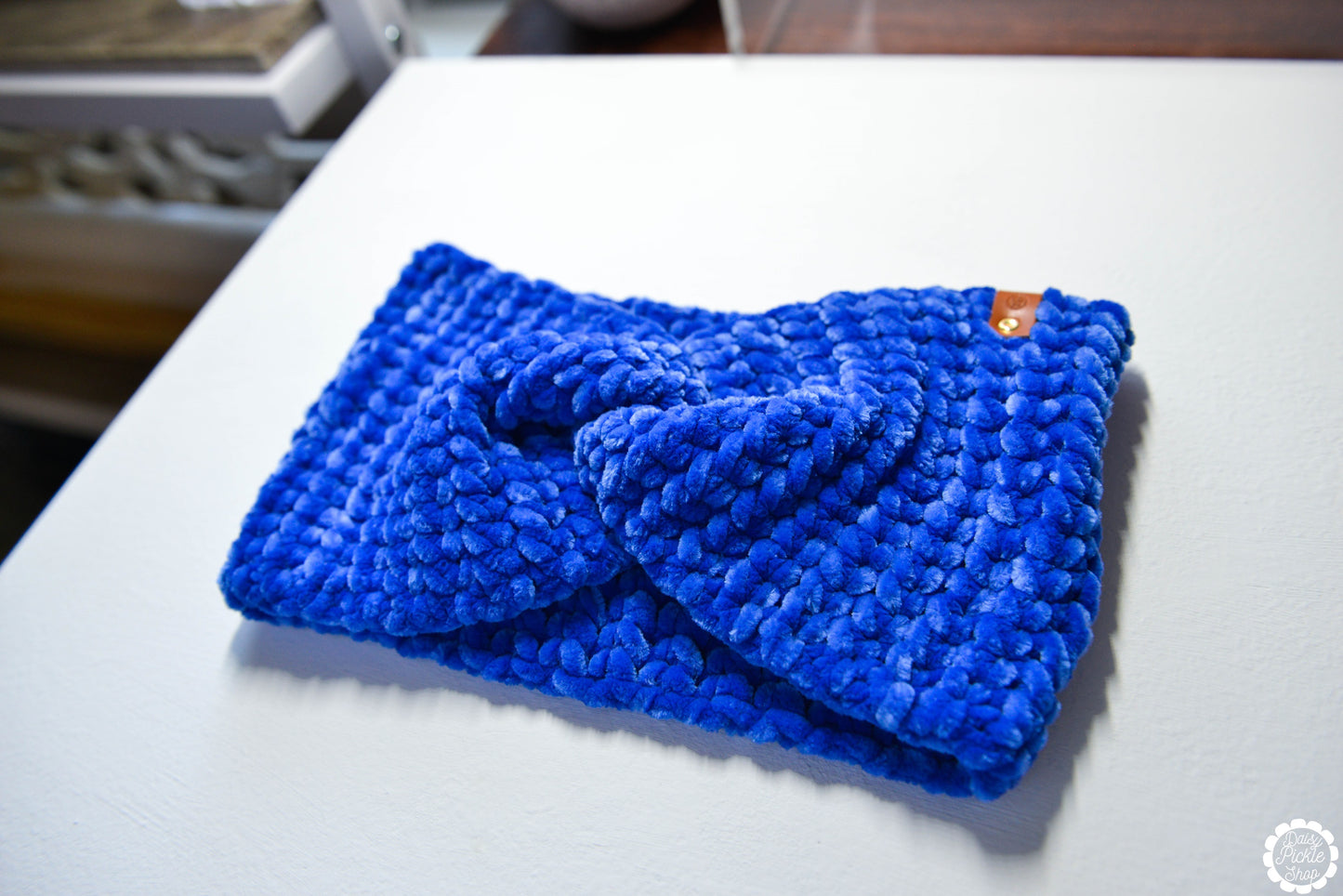 Cobalt Blue Crushed Velvet Ear Warmer