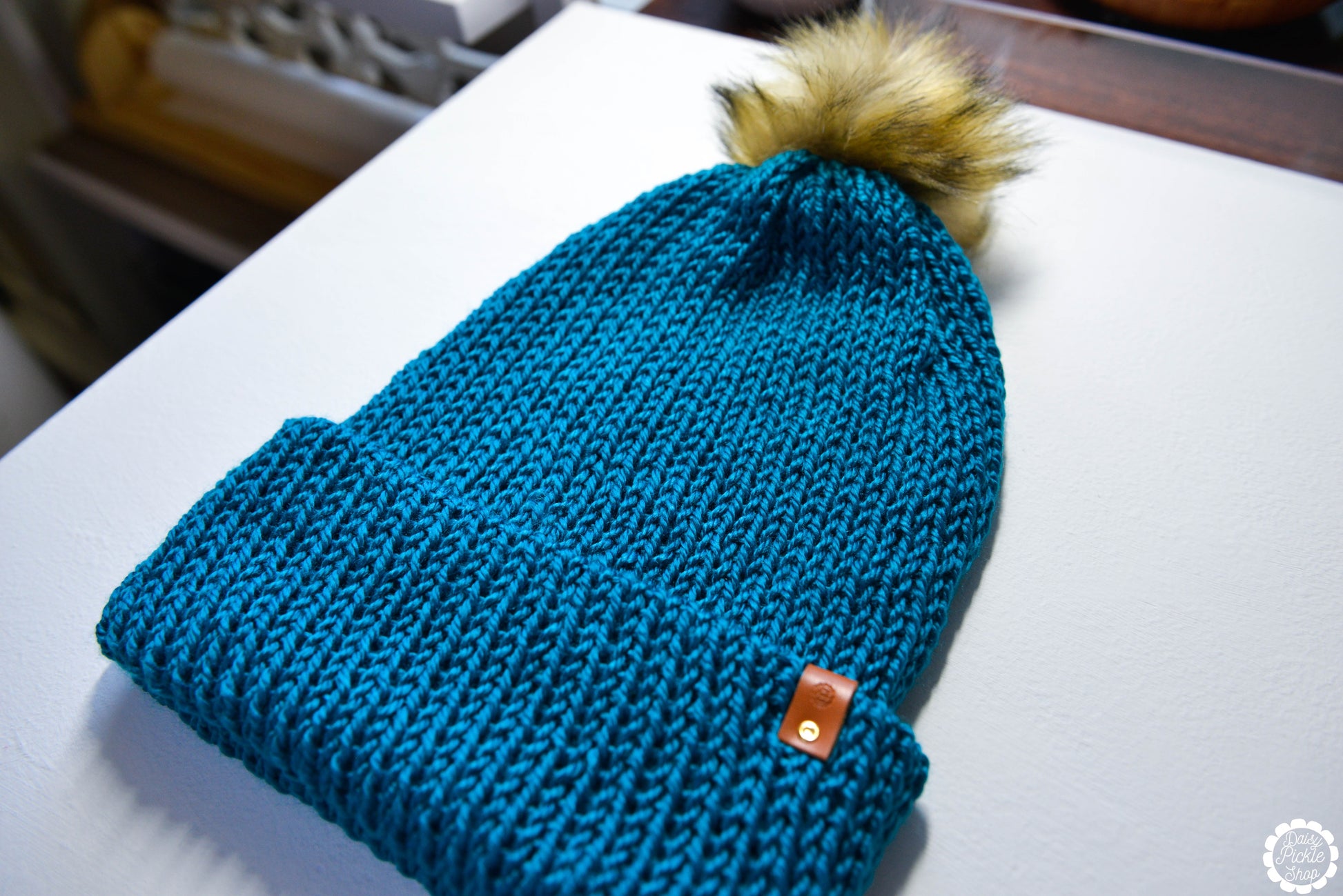 Slouchy Blue Teal Beanie