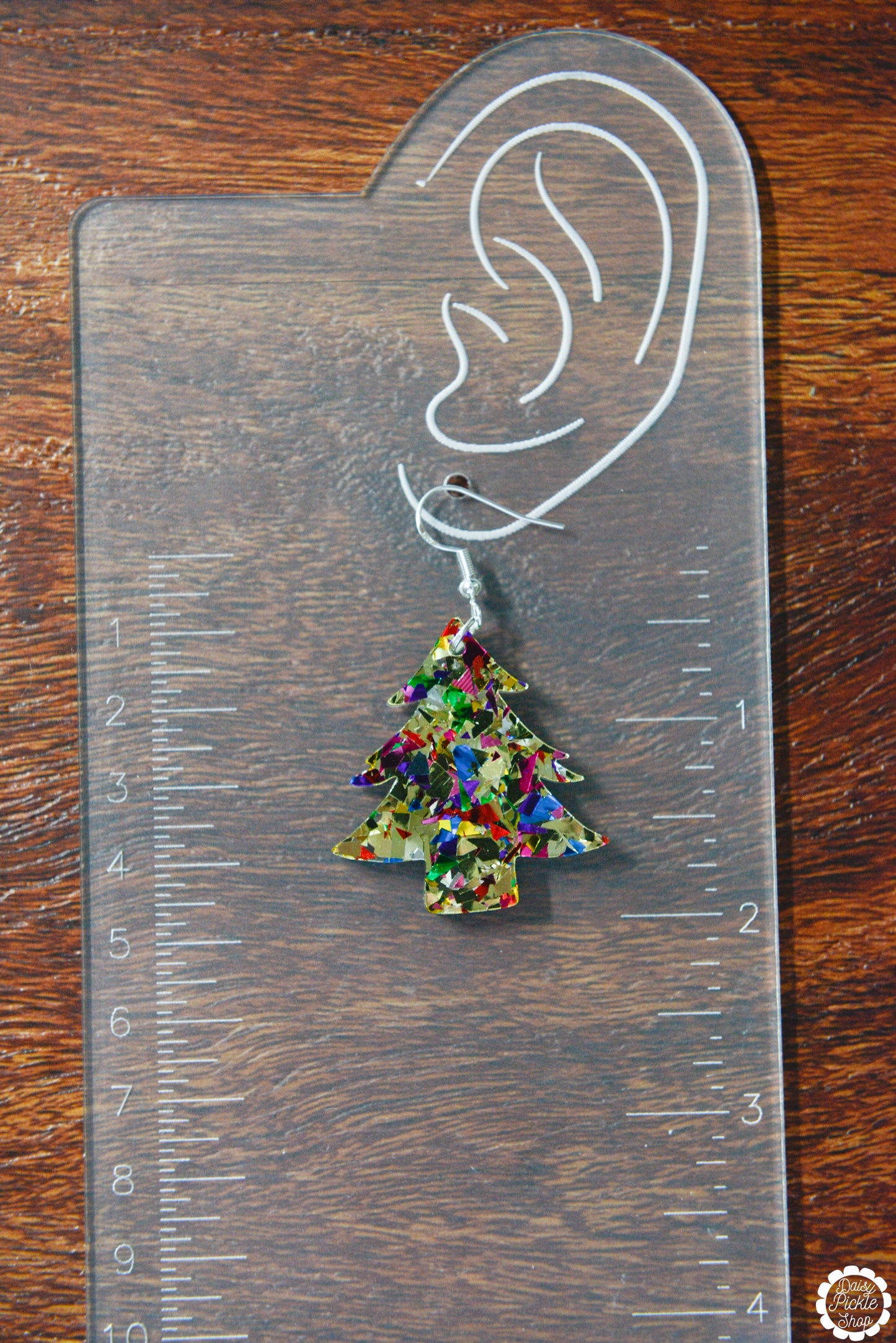 Gold Multi Festive Christmas Tree Earrings