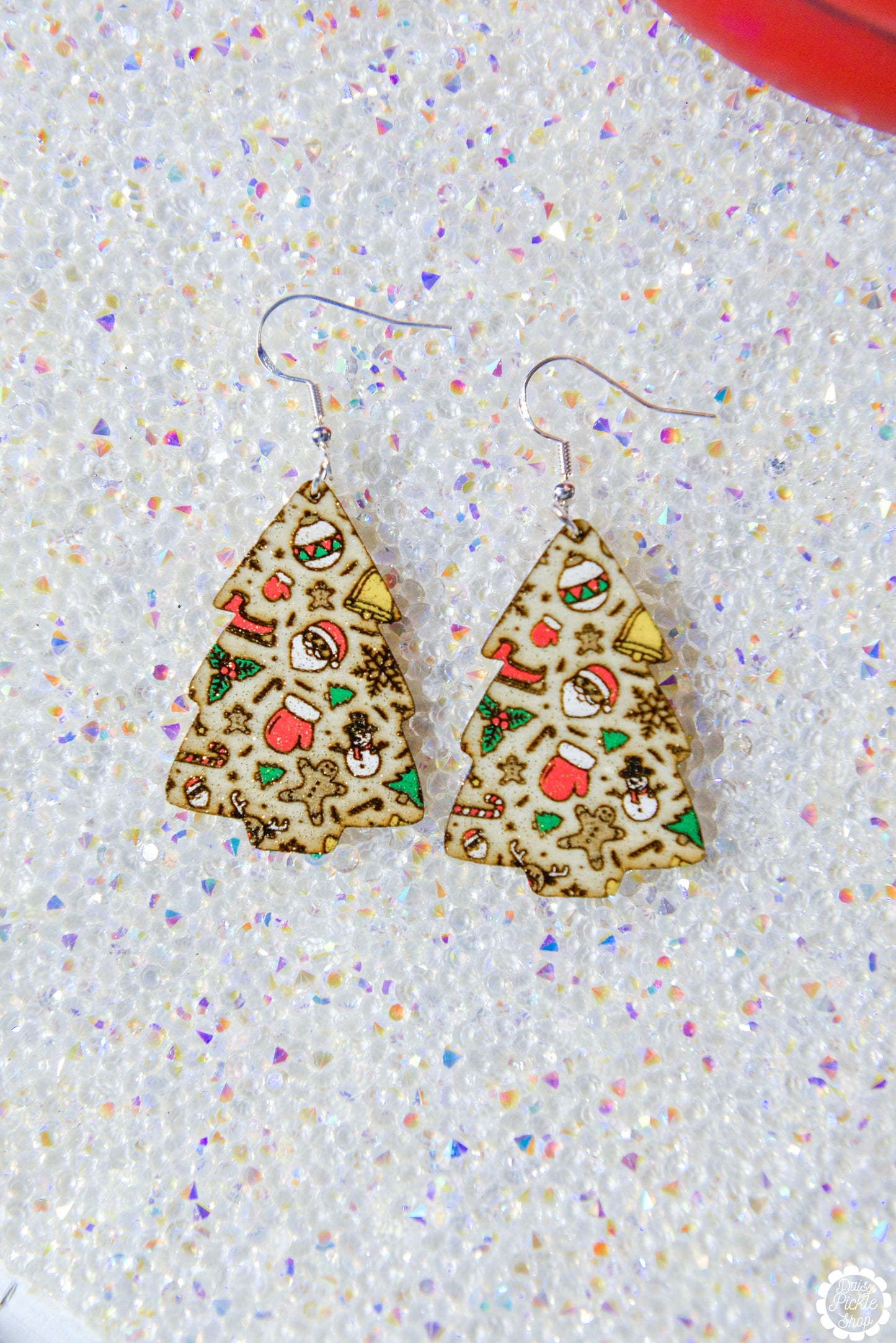 Christmas Collage Tree Earrings