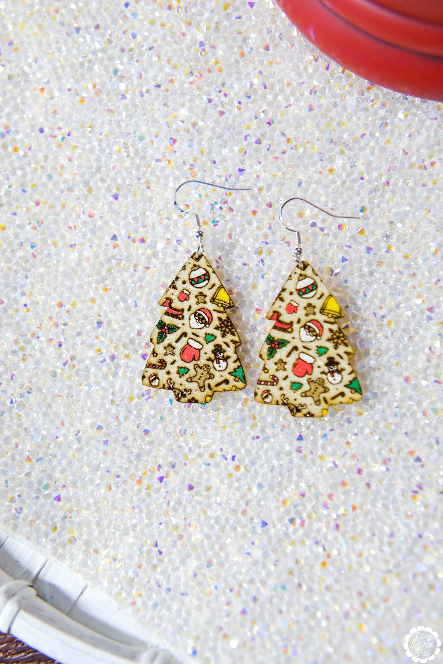 Christmas Collage Tree Earrings