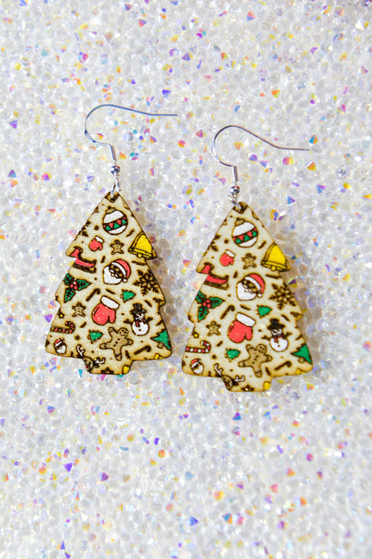 Christmas Collage Tree Earrings