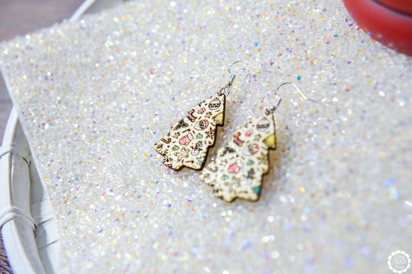 Christmas Collage Tree Earrings