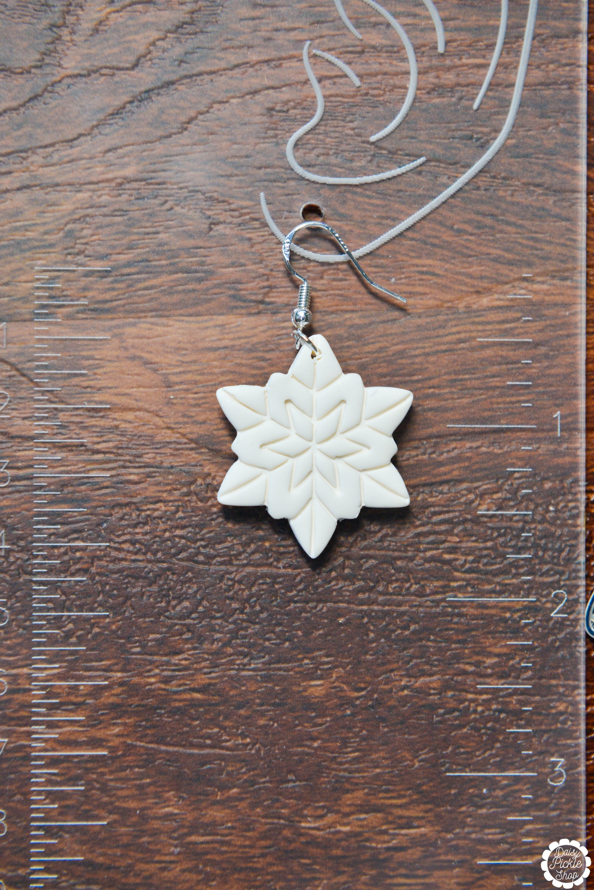 White Snowflake Earrings