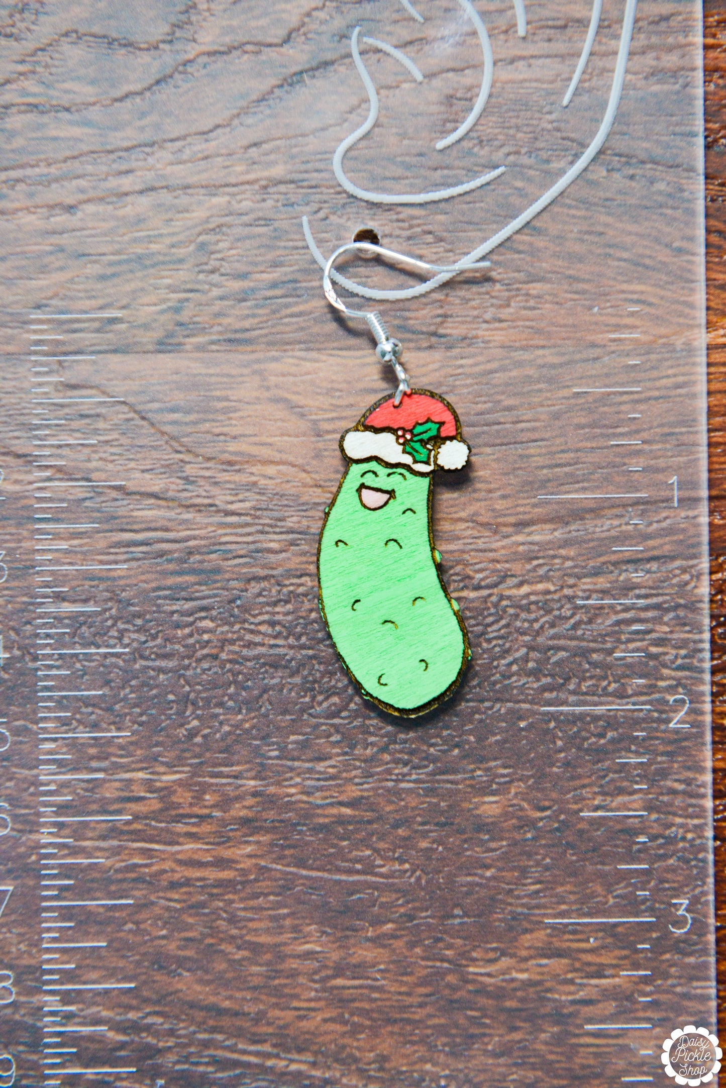 Festive Pickle Christmas Hat Earrings