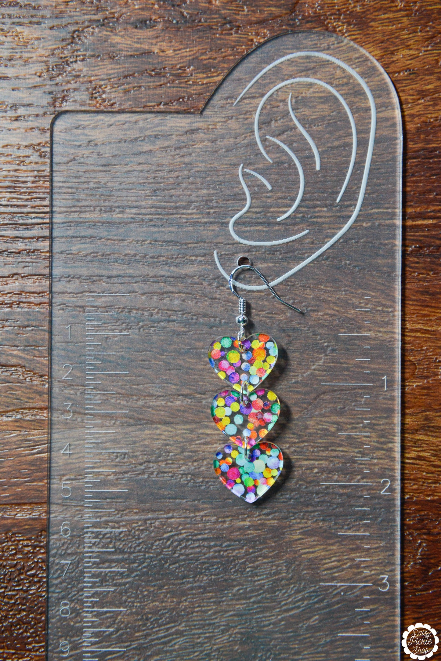 Rainbow Dot Heart Stack Earrings