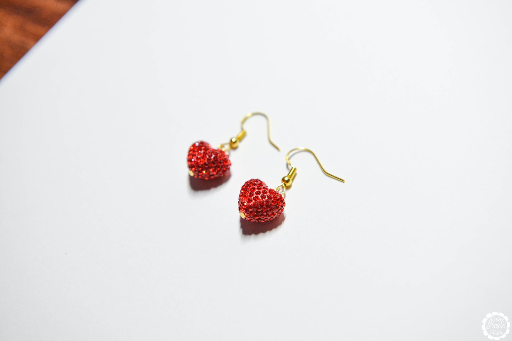 Sparkly Red Heart Earrings