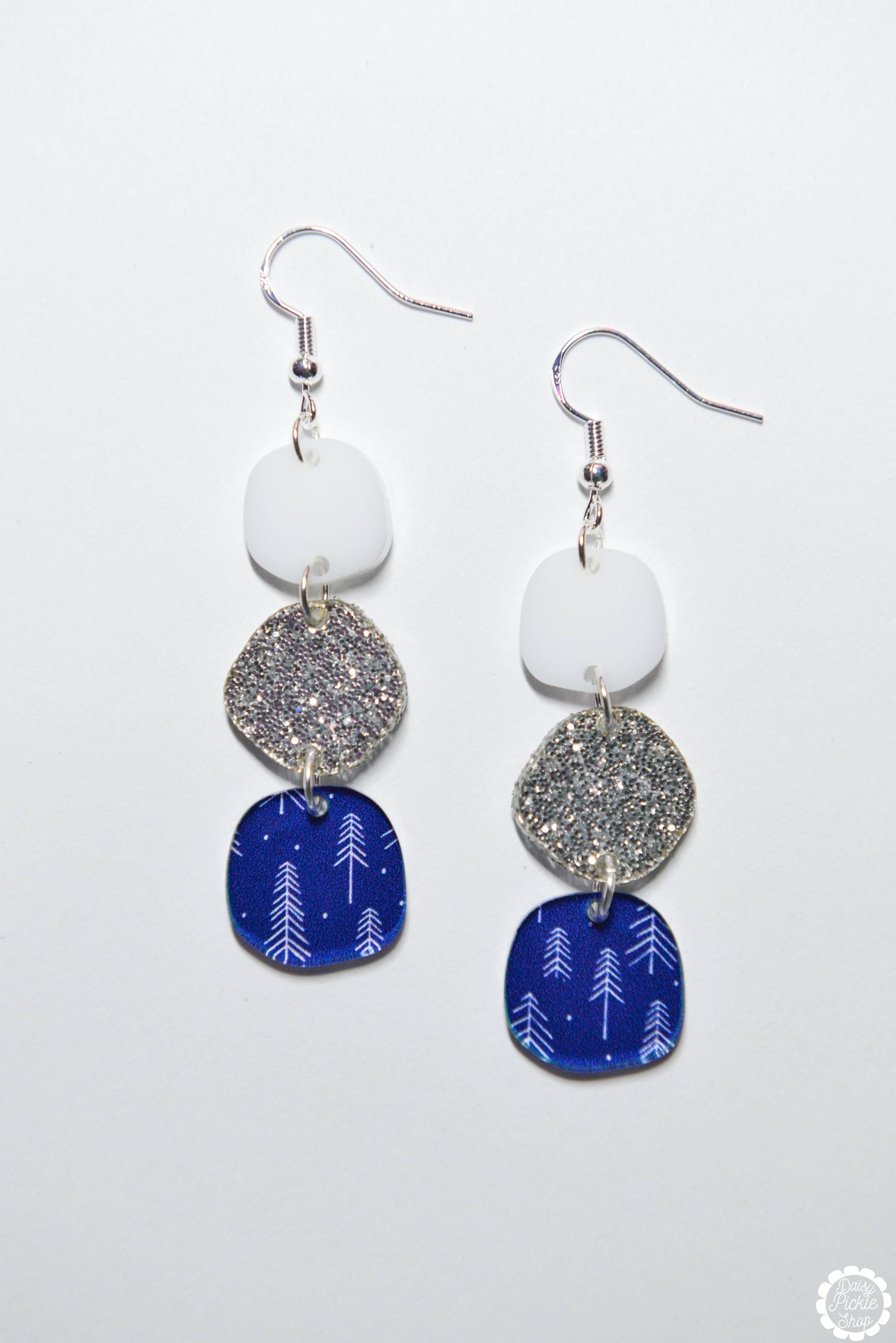 Blue Winter Sparkle Dangle Earrings