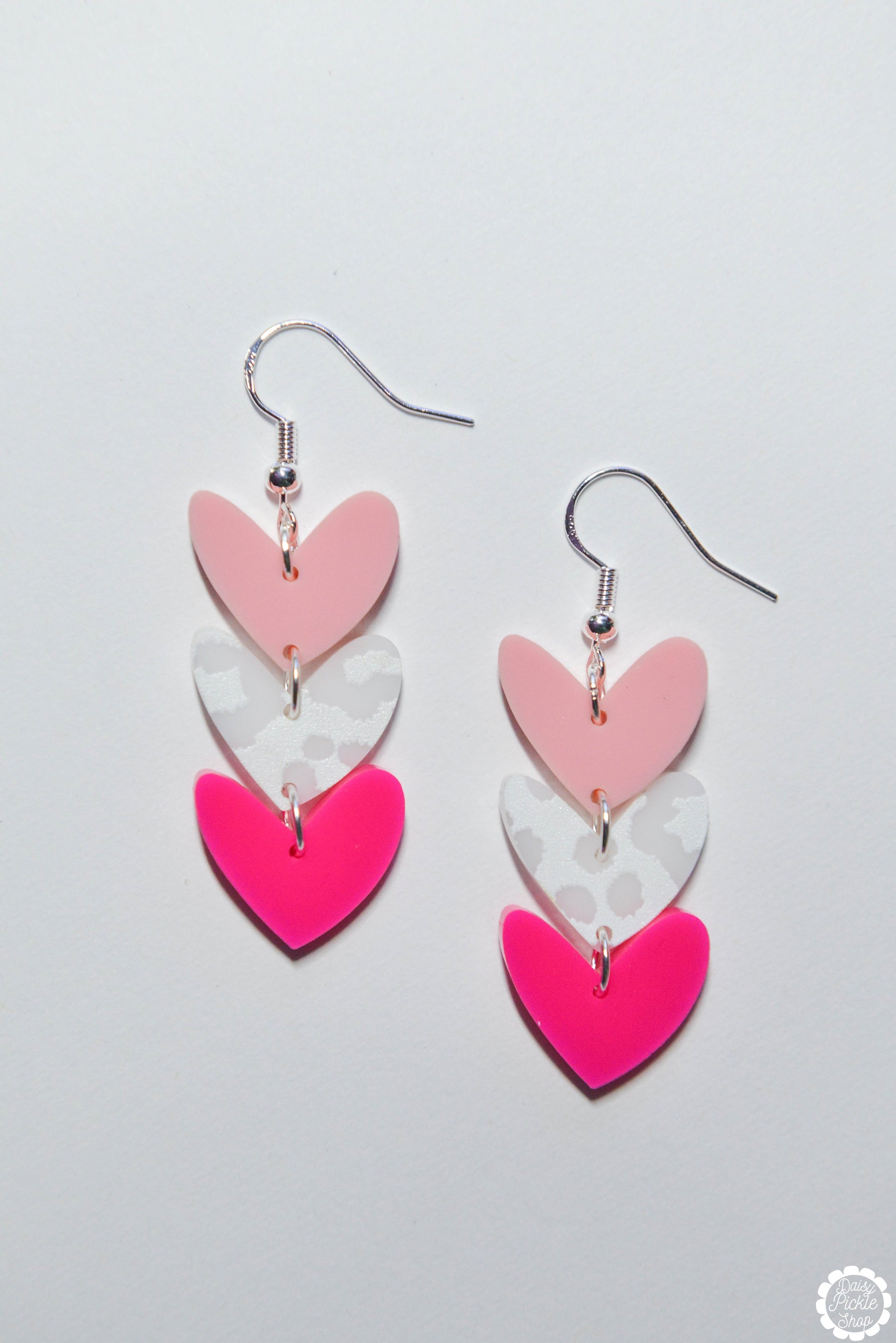 Pink Gradient Heart Stack Earrings