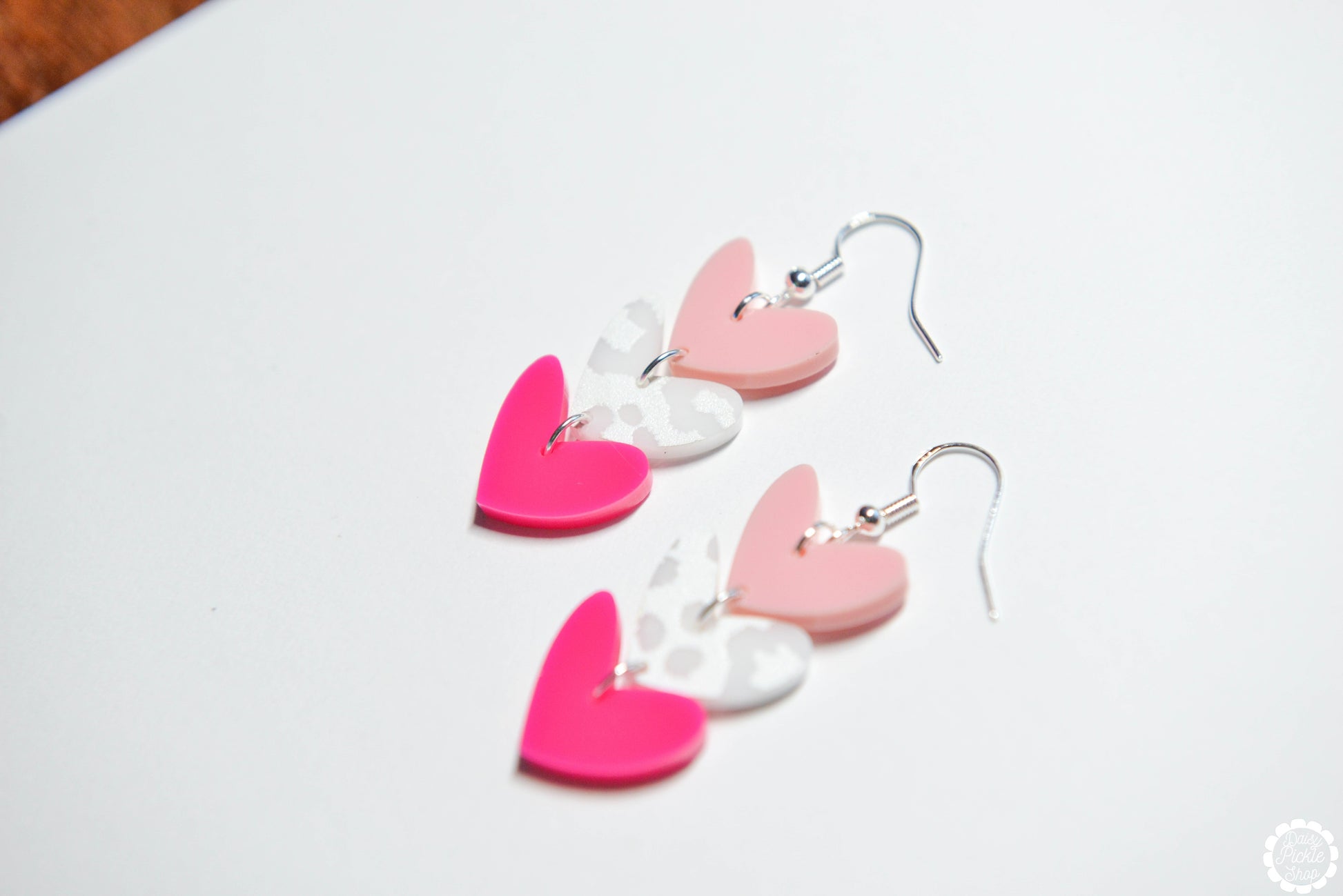 Pink Gradient Heart Stack Earrings