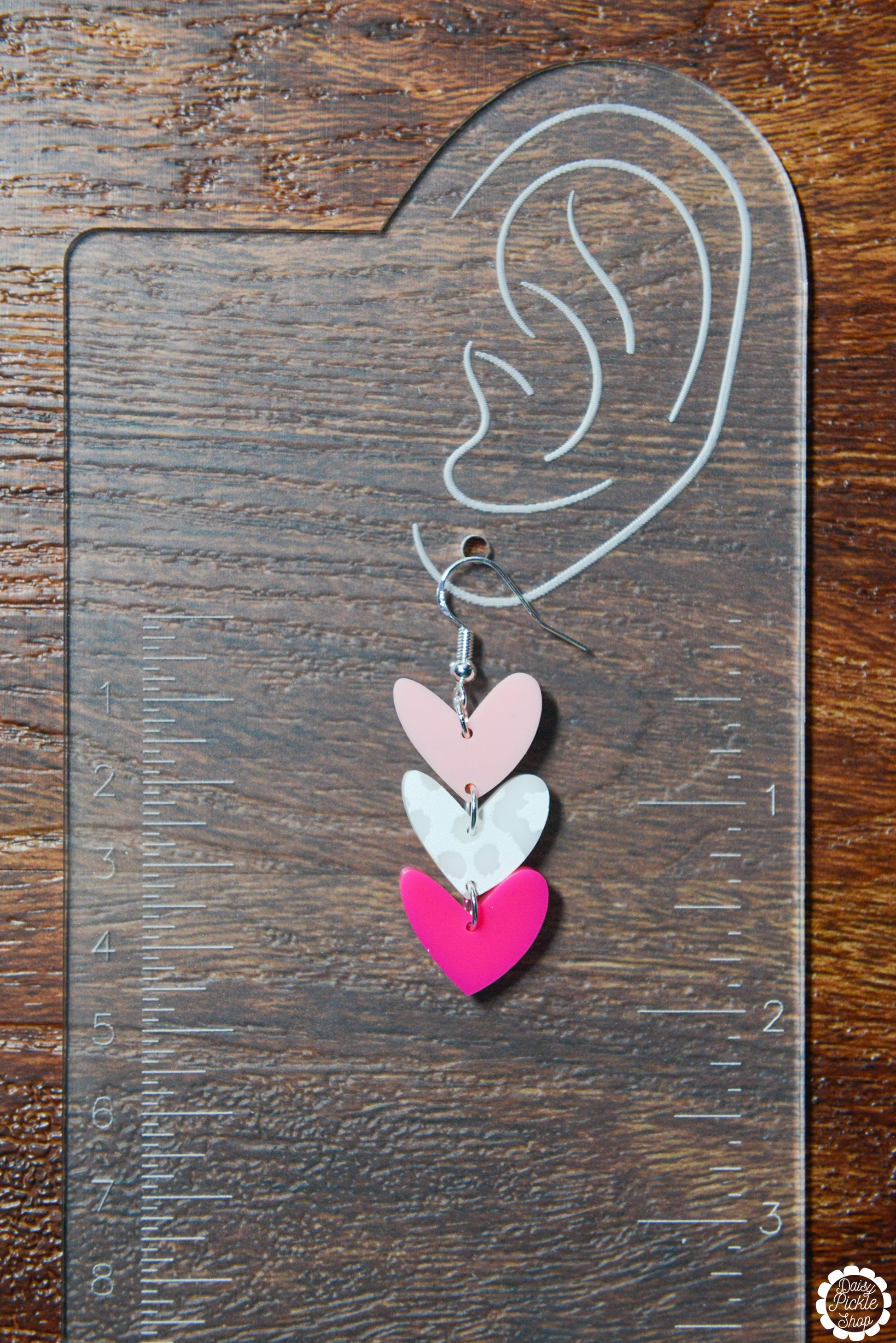 Pink Gradient Heart Stack Earrings