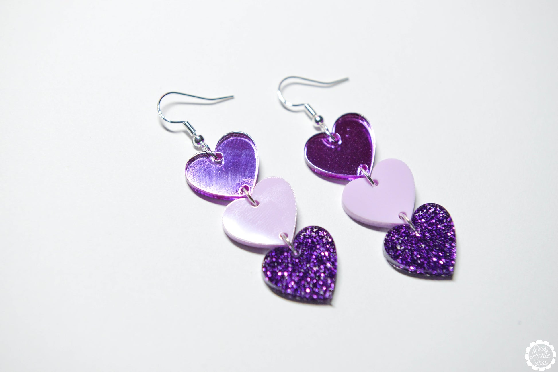 Purple Heart Stack Earrings