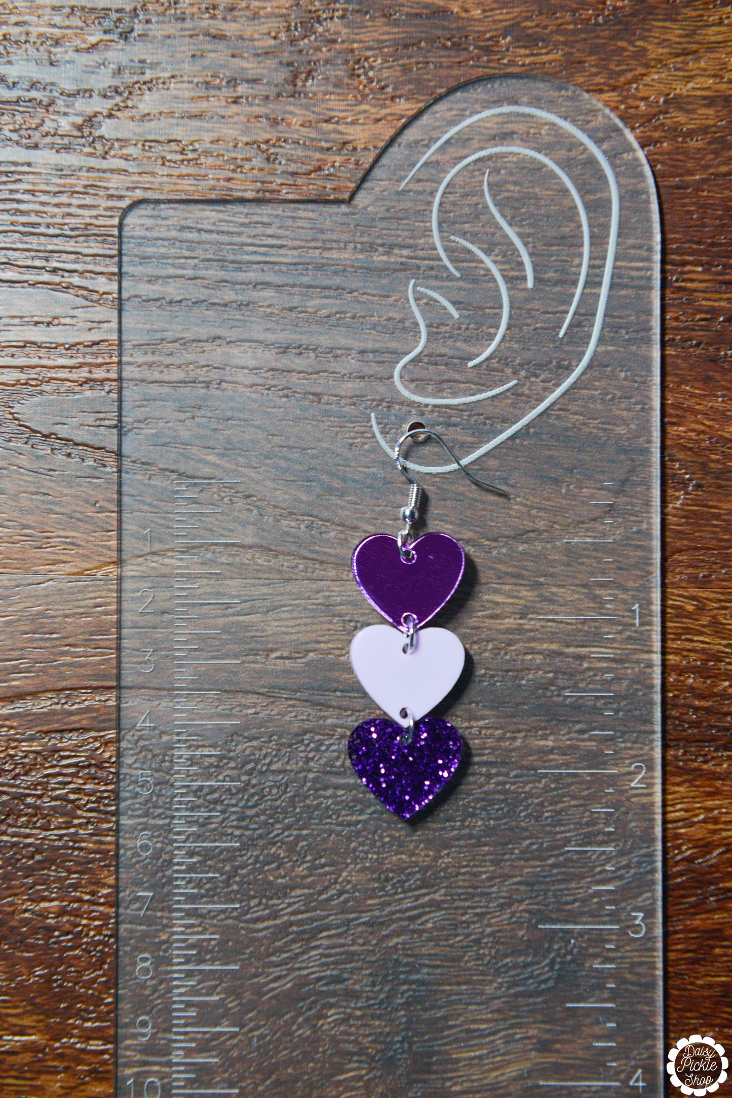 Purple Heart Stack Earrings