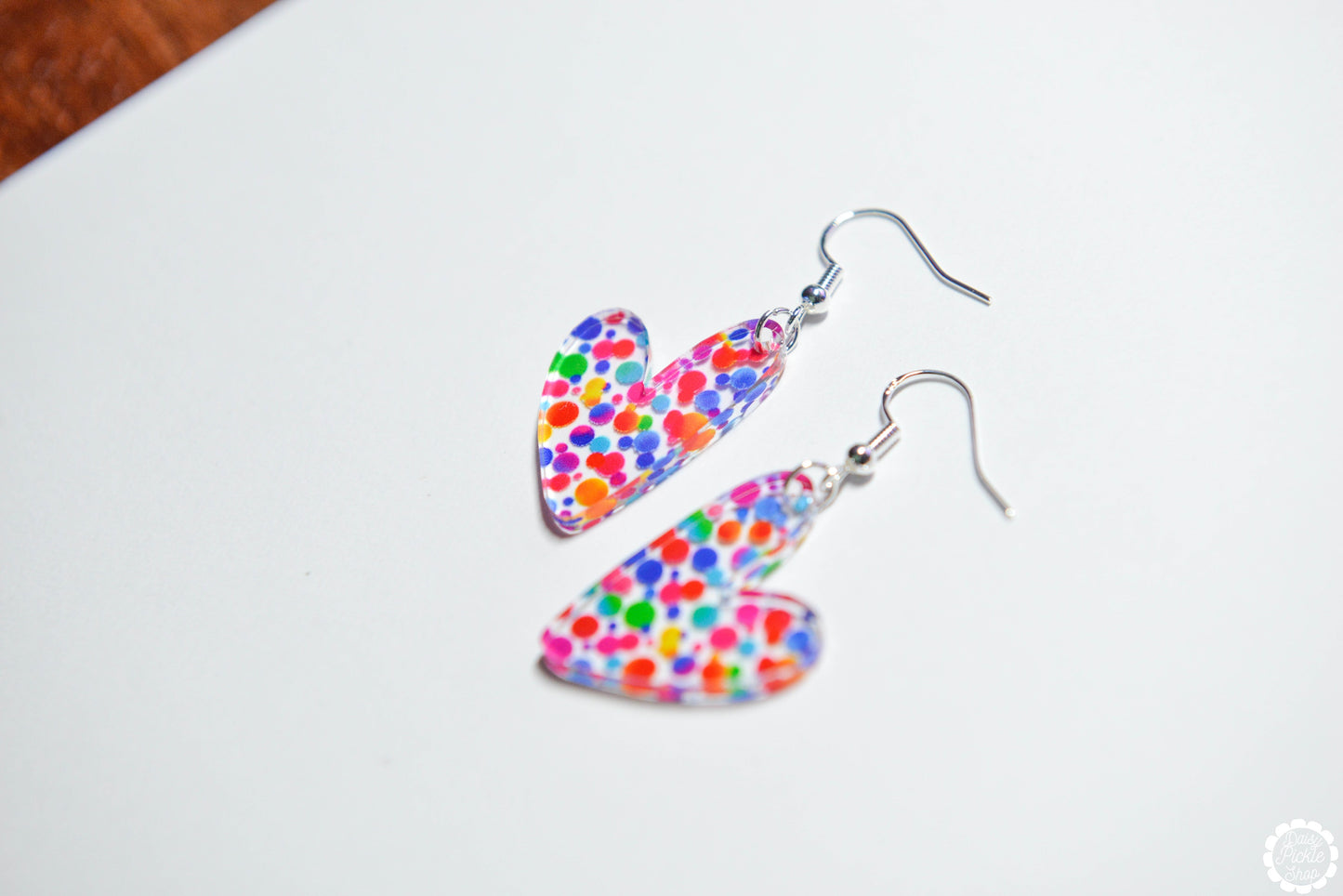 Rainbow Dot Heart Earrings  Media 2 of 3