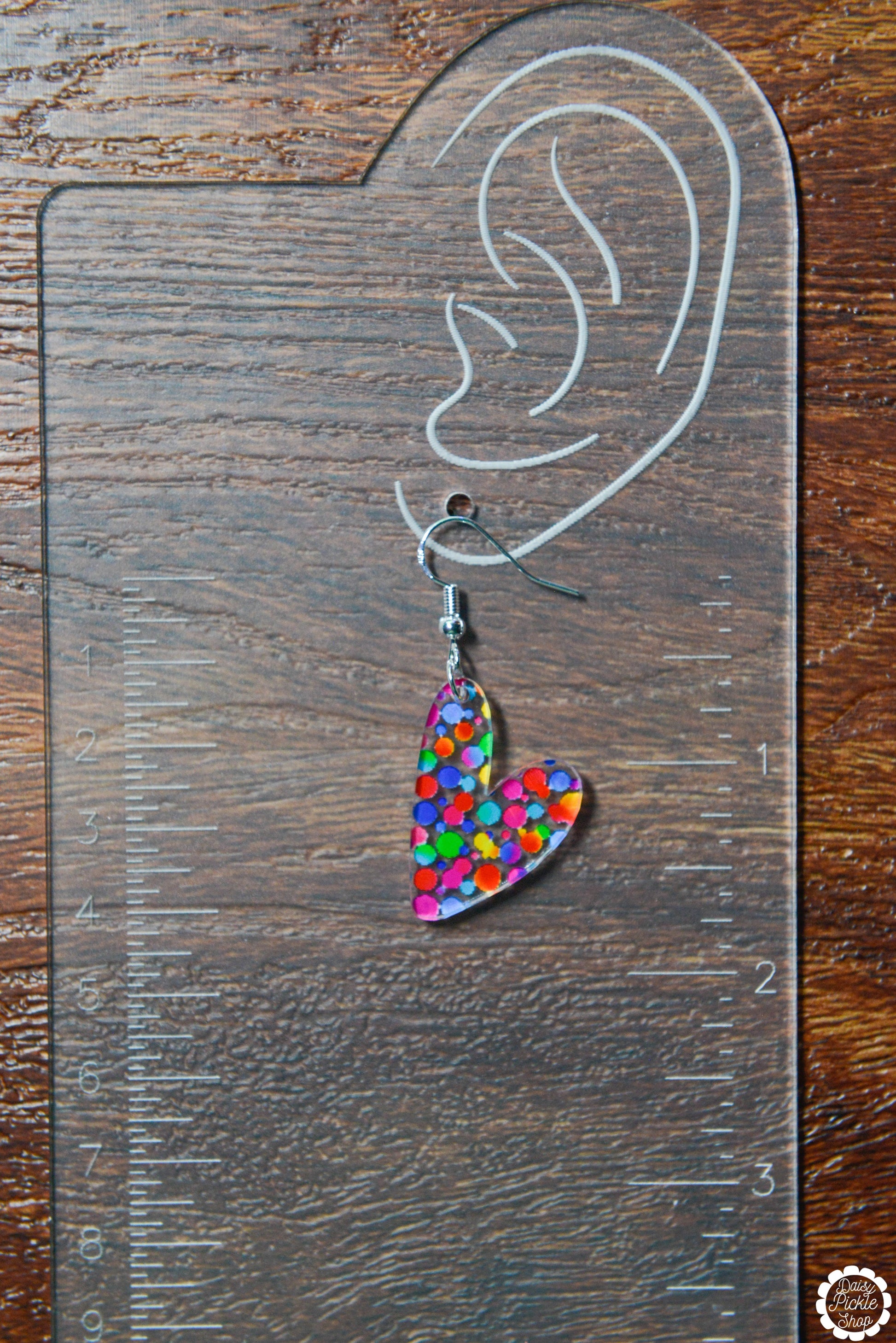 Rainbow Dot Heart Earrings