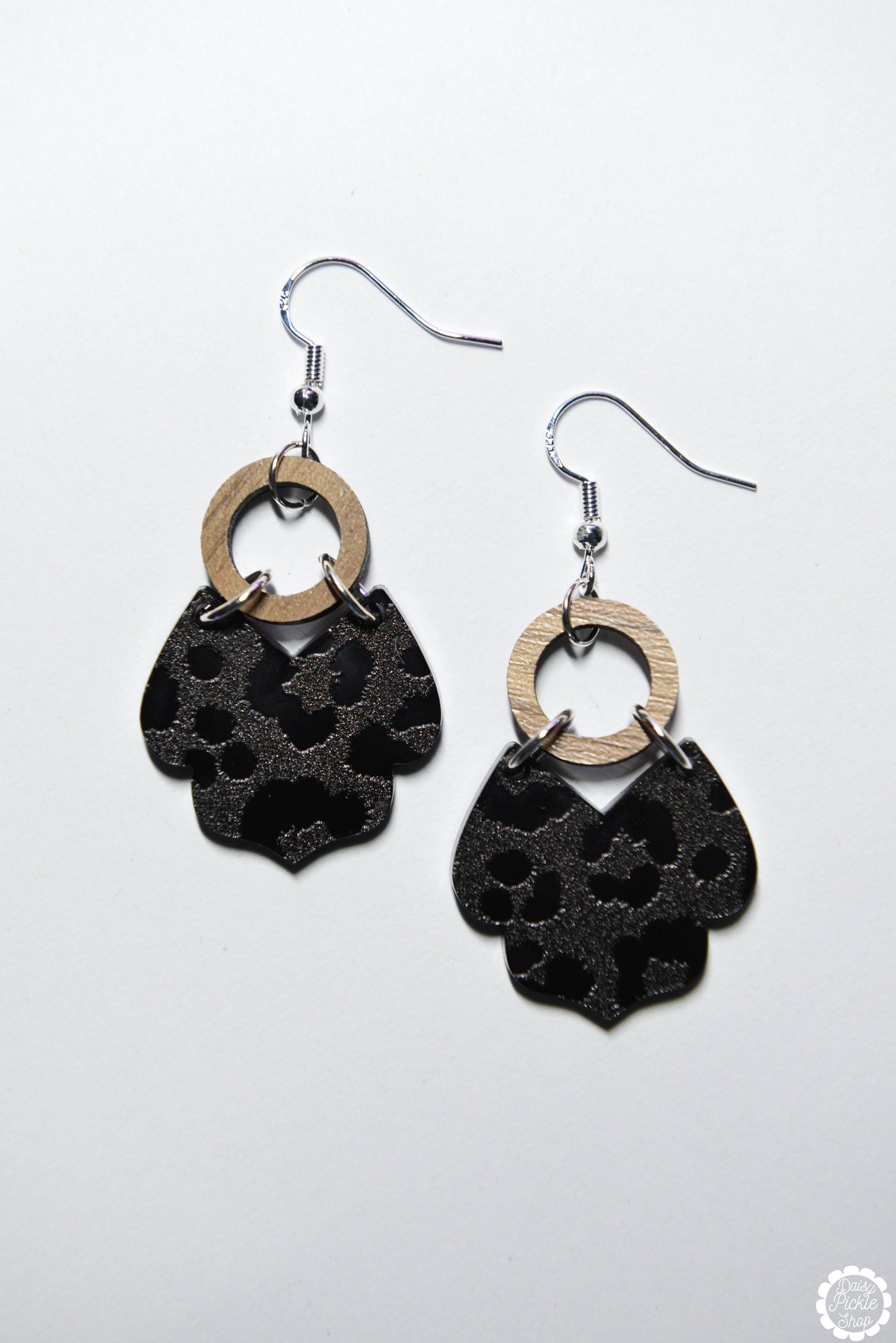 Black Leopard Petal Earrings