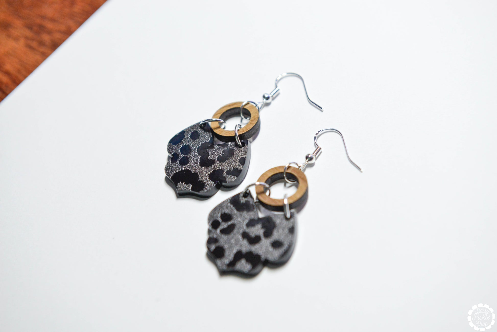 Black Leopard Petal Earrings