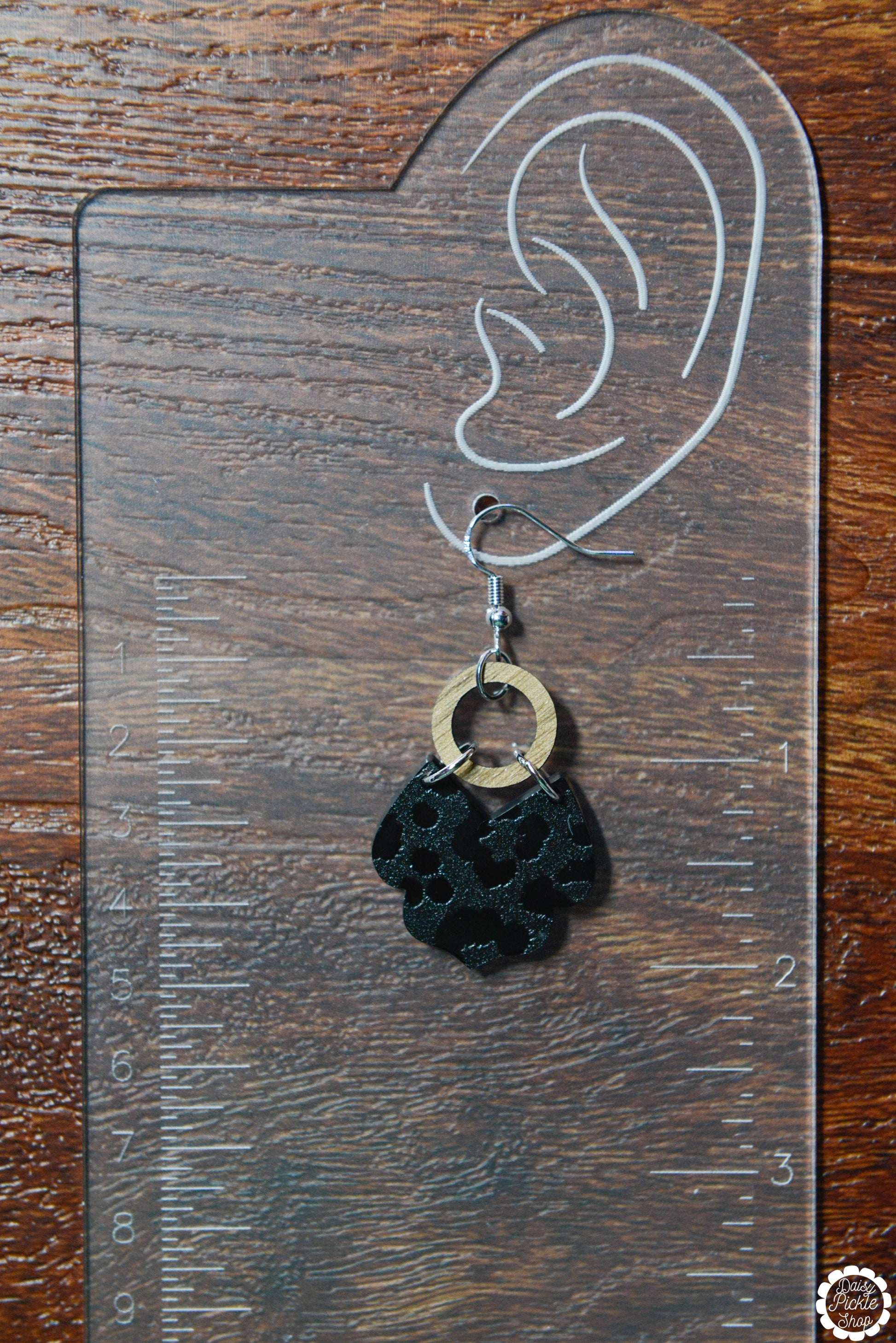 Black Leopard Petal Earrings