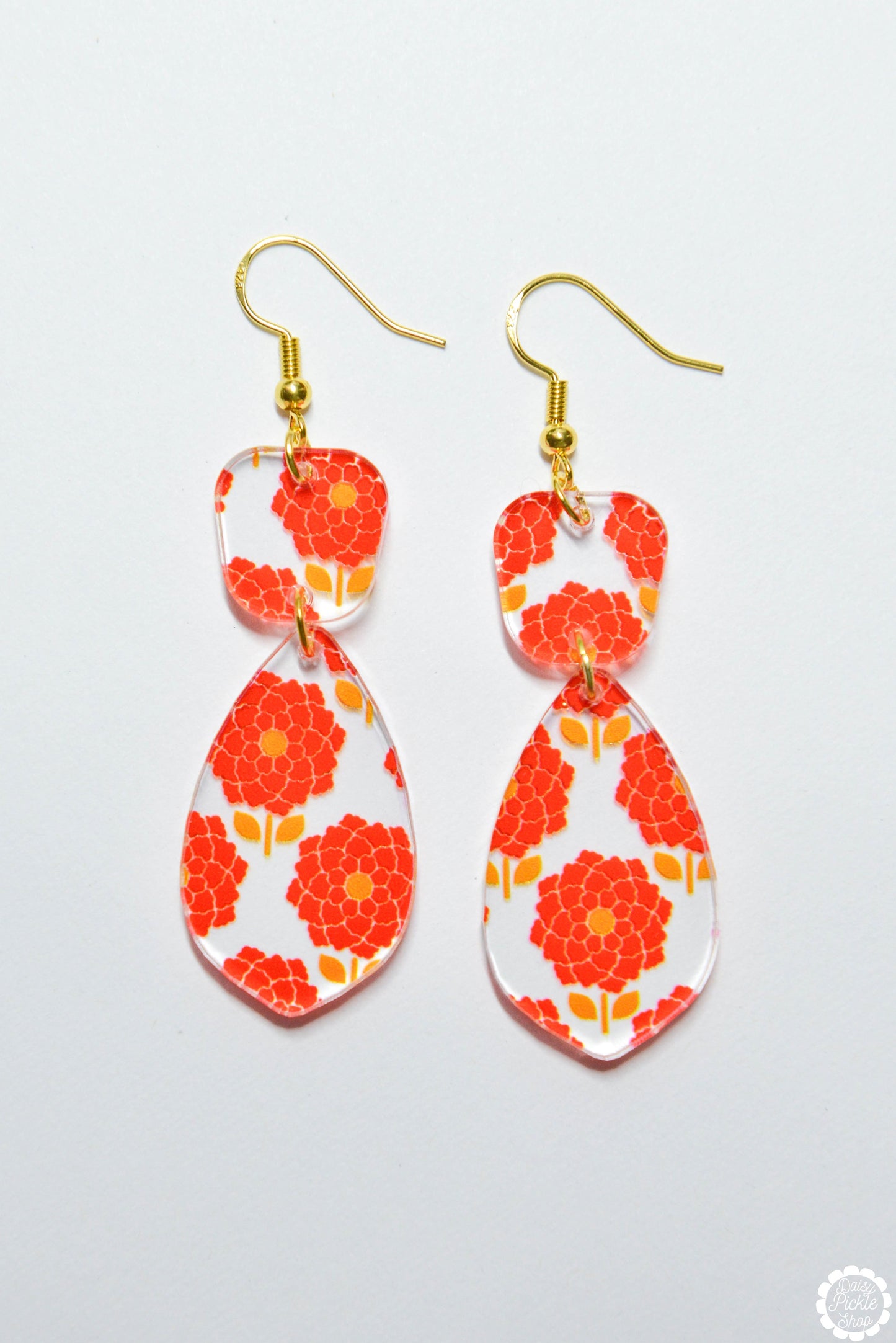 Retro Orange Flower Earrings