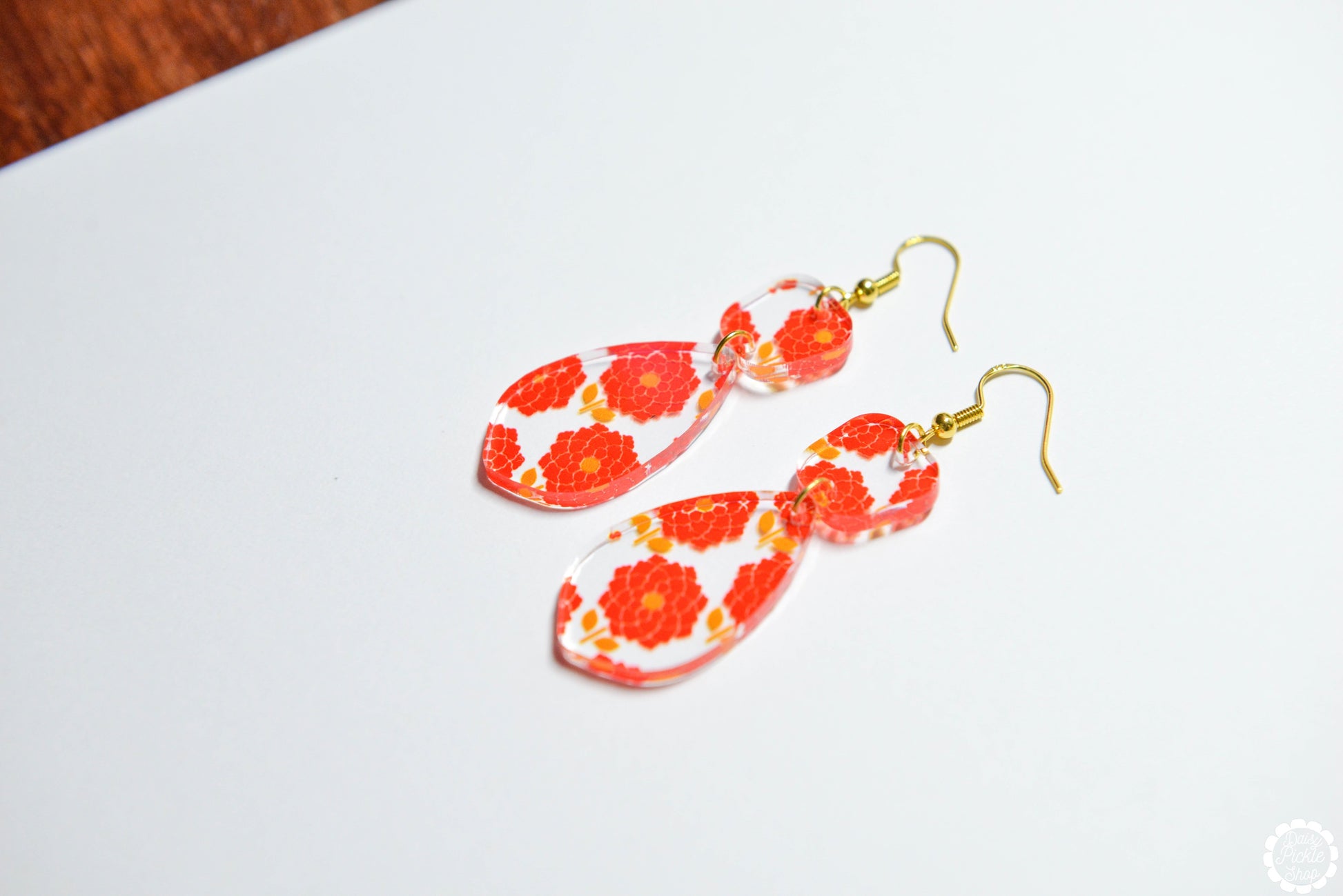 Retro Orange Flower Earrings