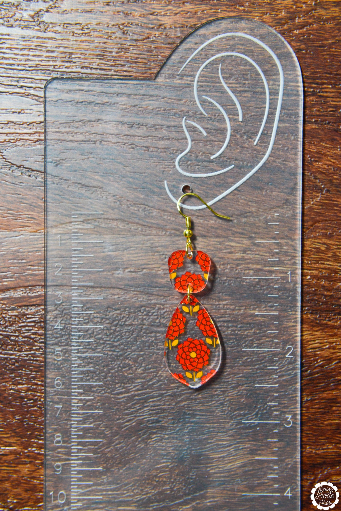 Retro Orange Flower Earrings