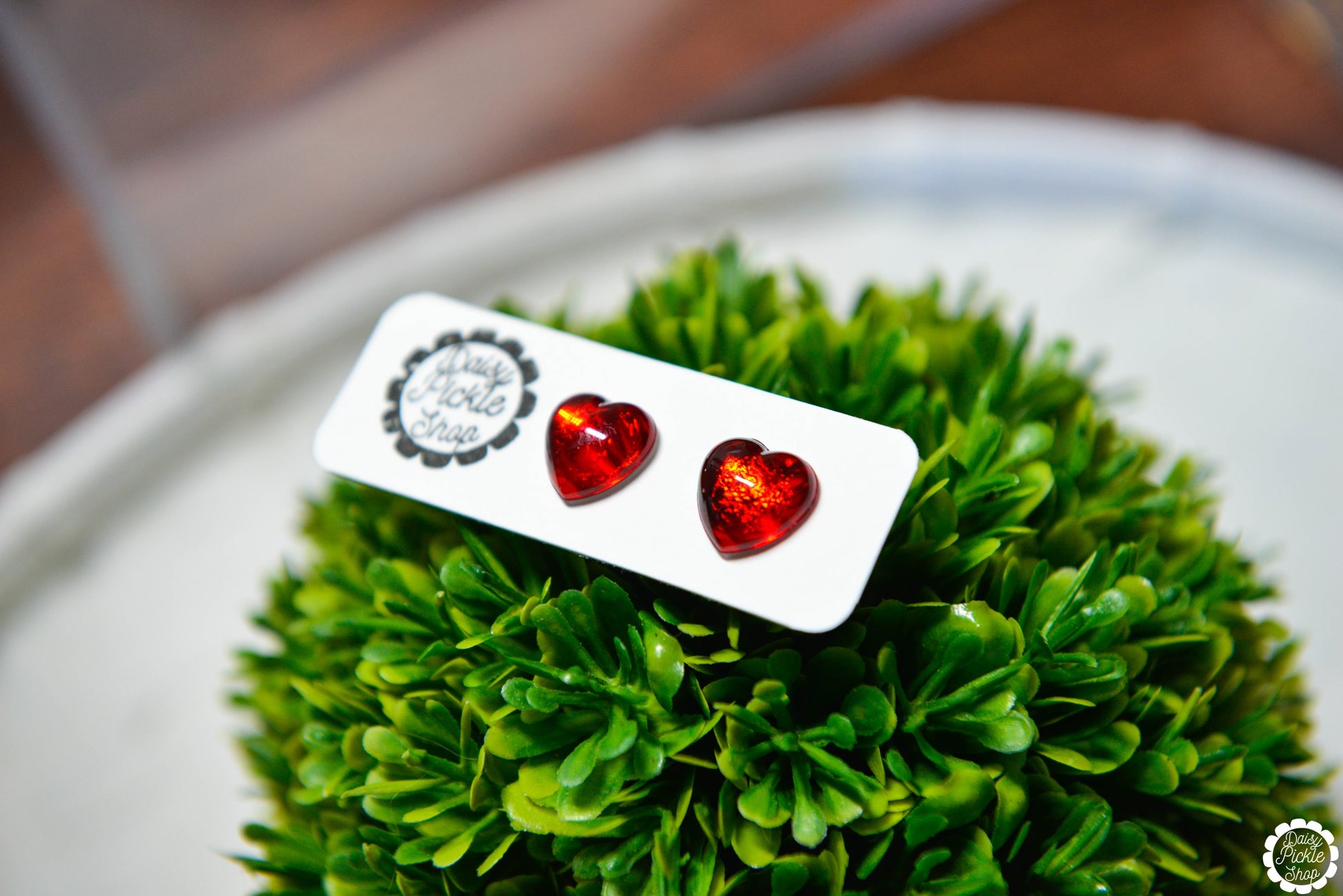 Red Heart Stud Earrings