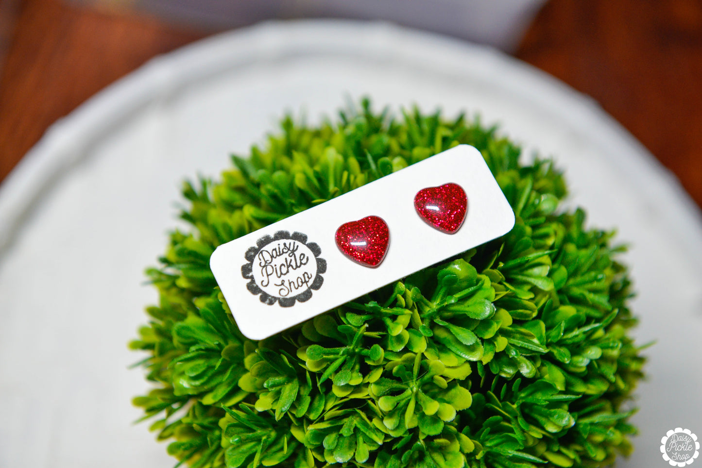 Sparkly Red Heart Stud Earrings