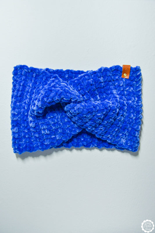 Cobalt Blue Crushed Velvet Twist Headband