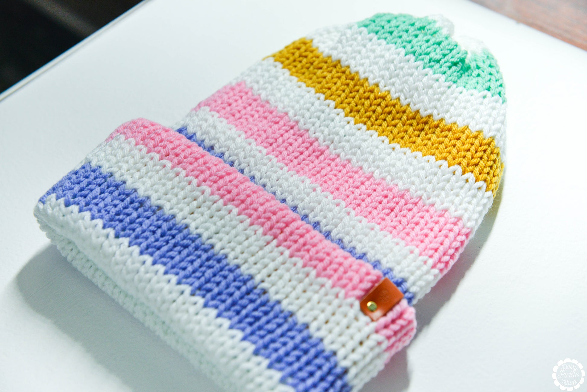 Pastel Striped Knit Beanie