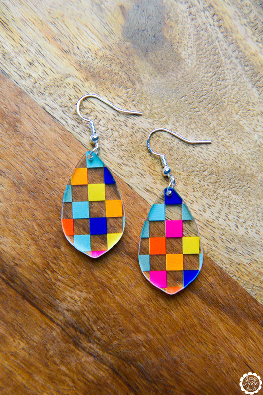 Colorful Checker Earrings