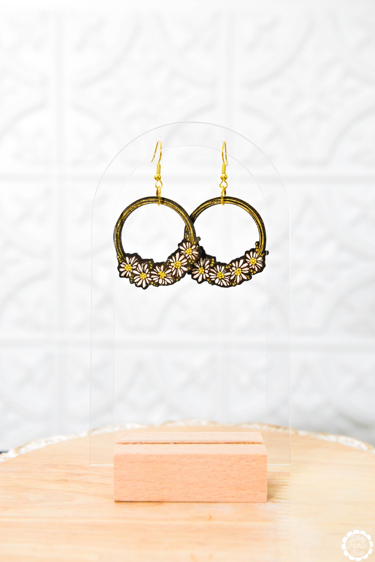 Golden Daisy Wreath Earrings