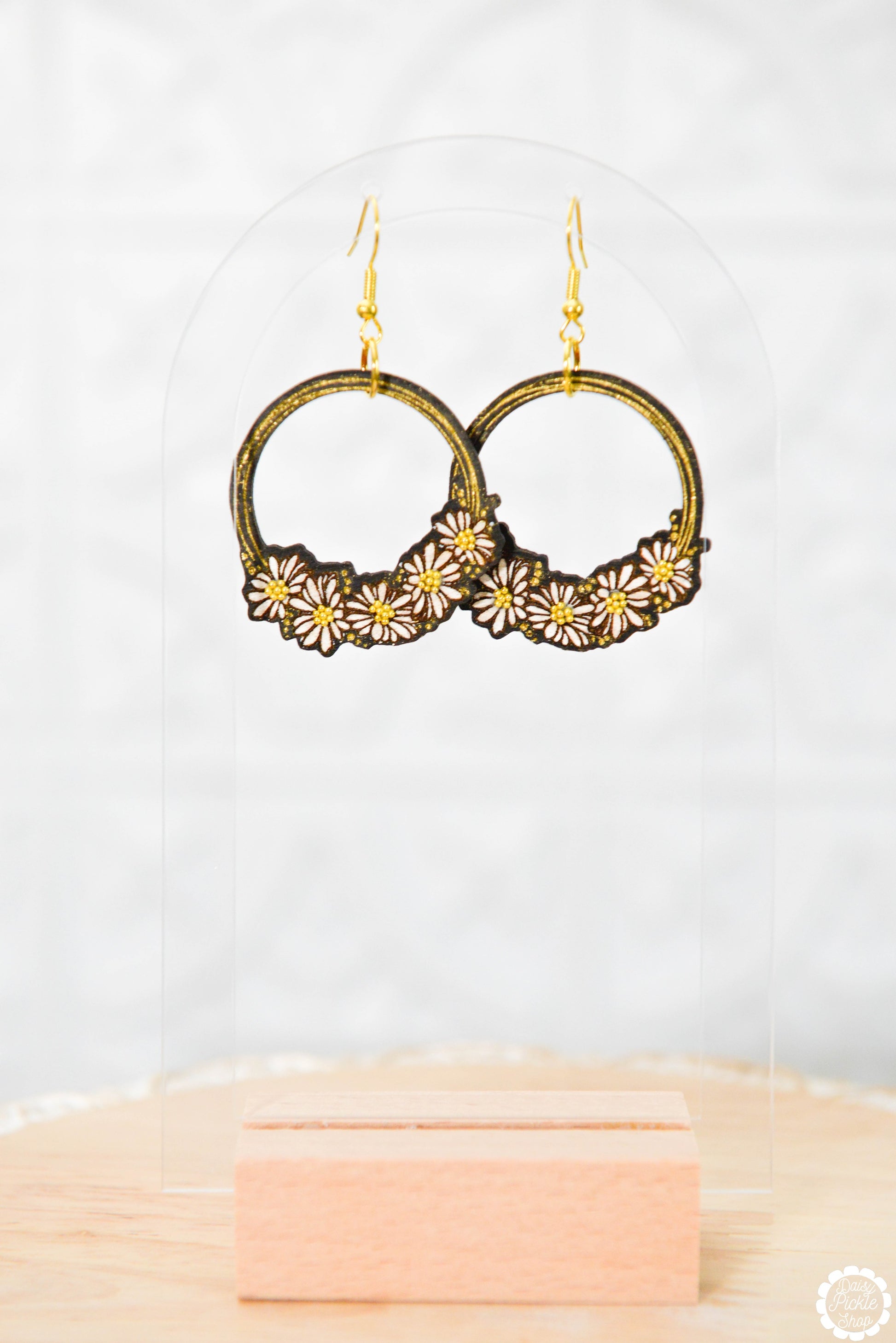 Golden Daisy Wreath Earrings