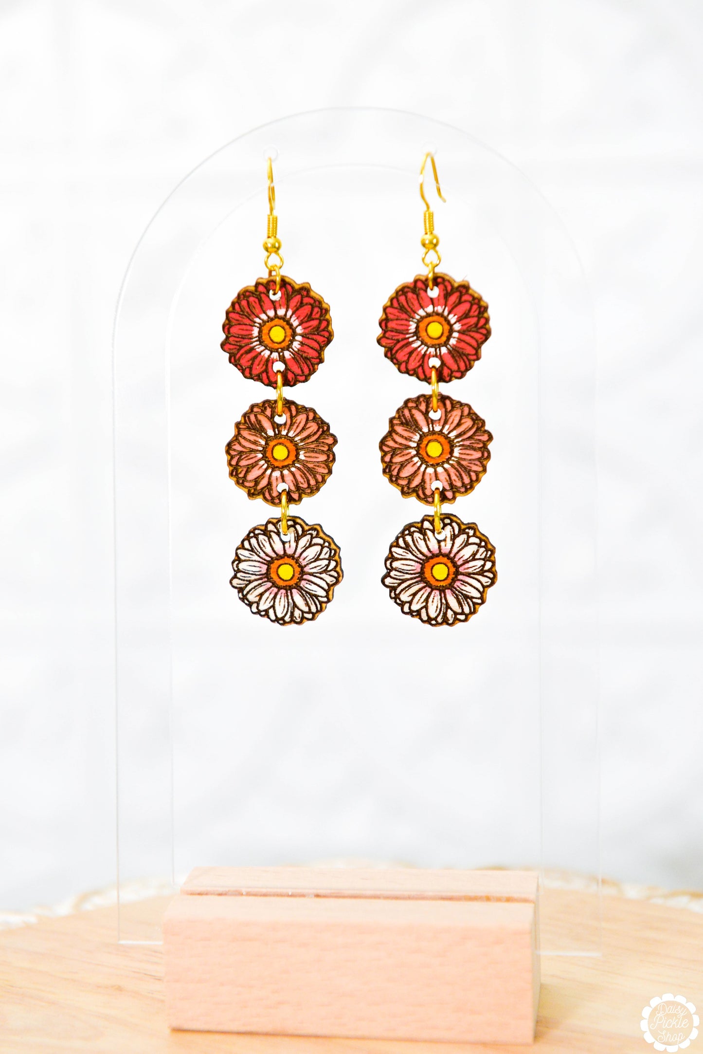 Gerbera Daisy Dangle Earrings