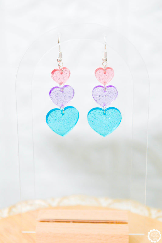 90s Jelly Heart Stack Earrings