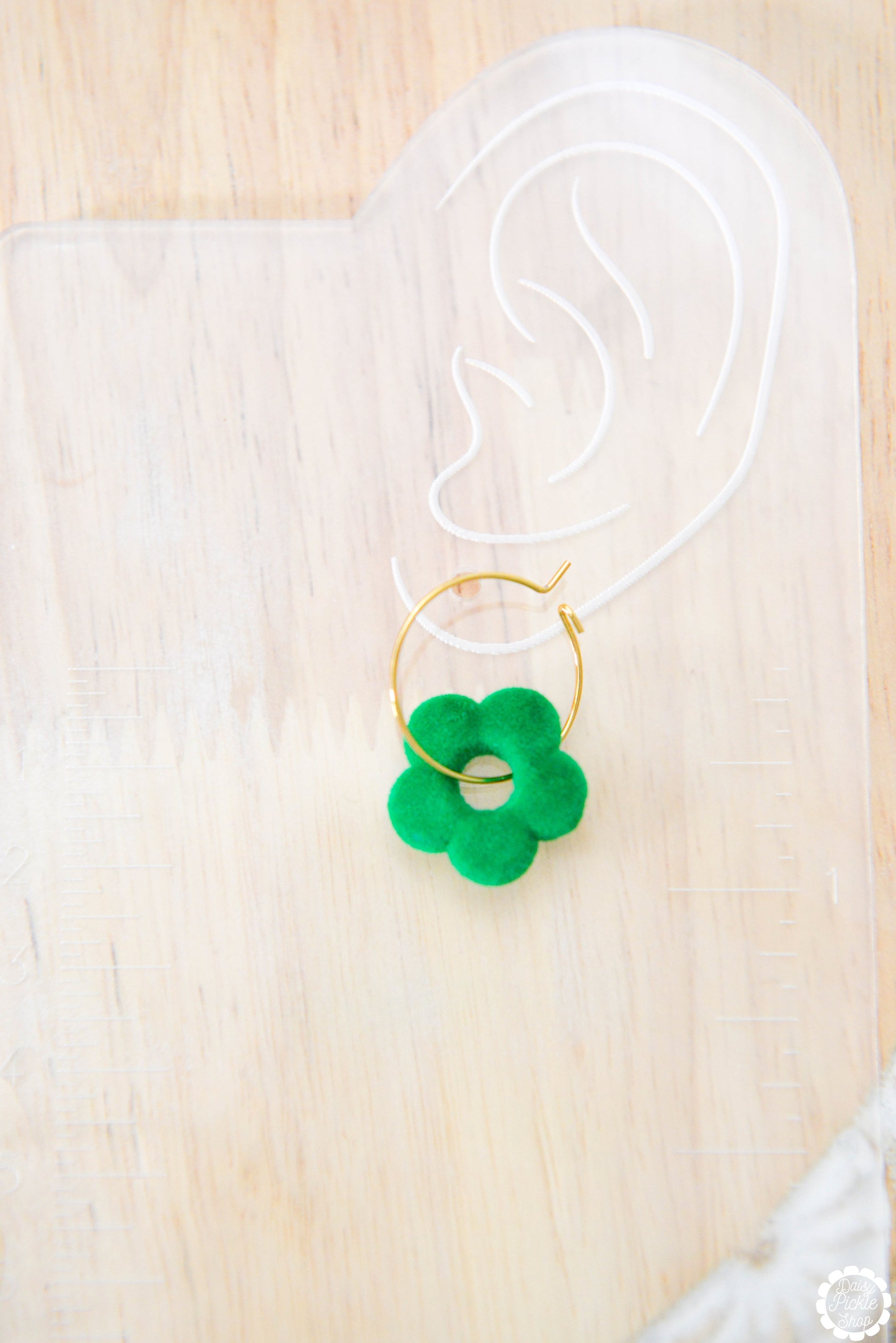 Fuzzy Flower Hoop Earrings