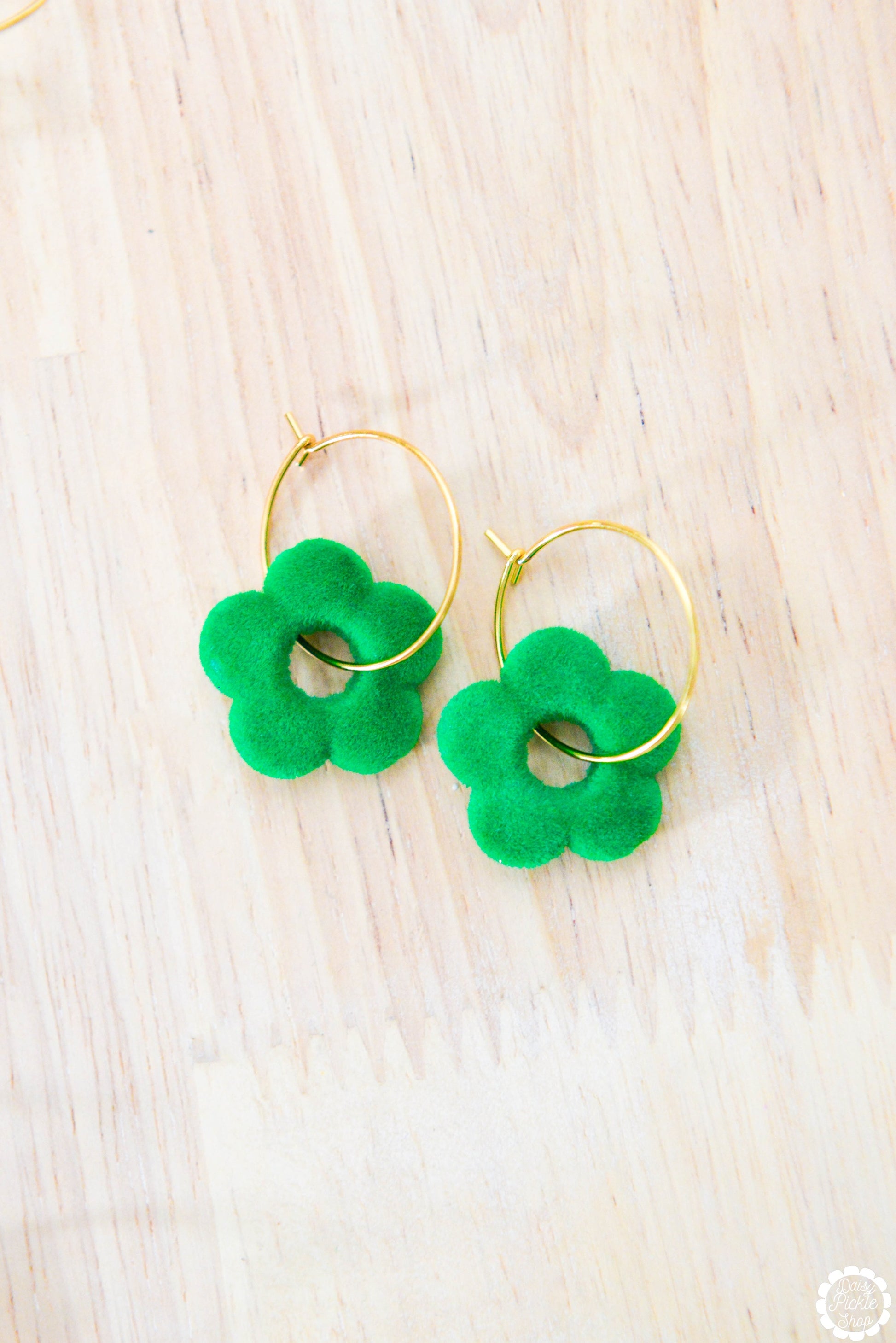 Fuzzy Flower Hoop Earrings