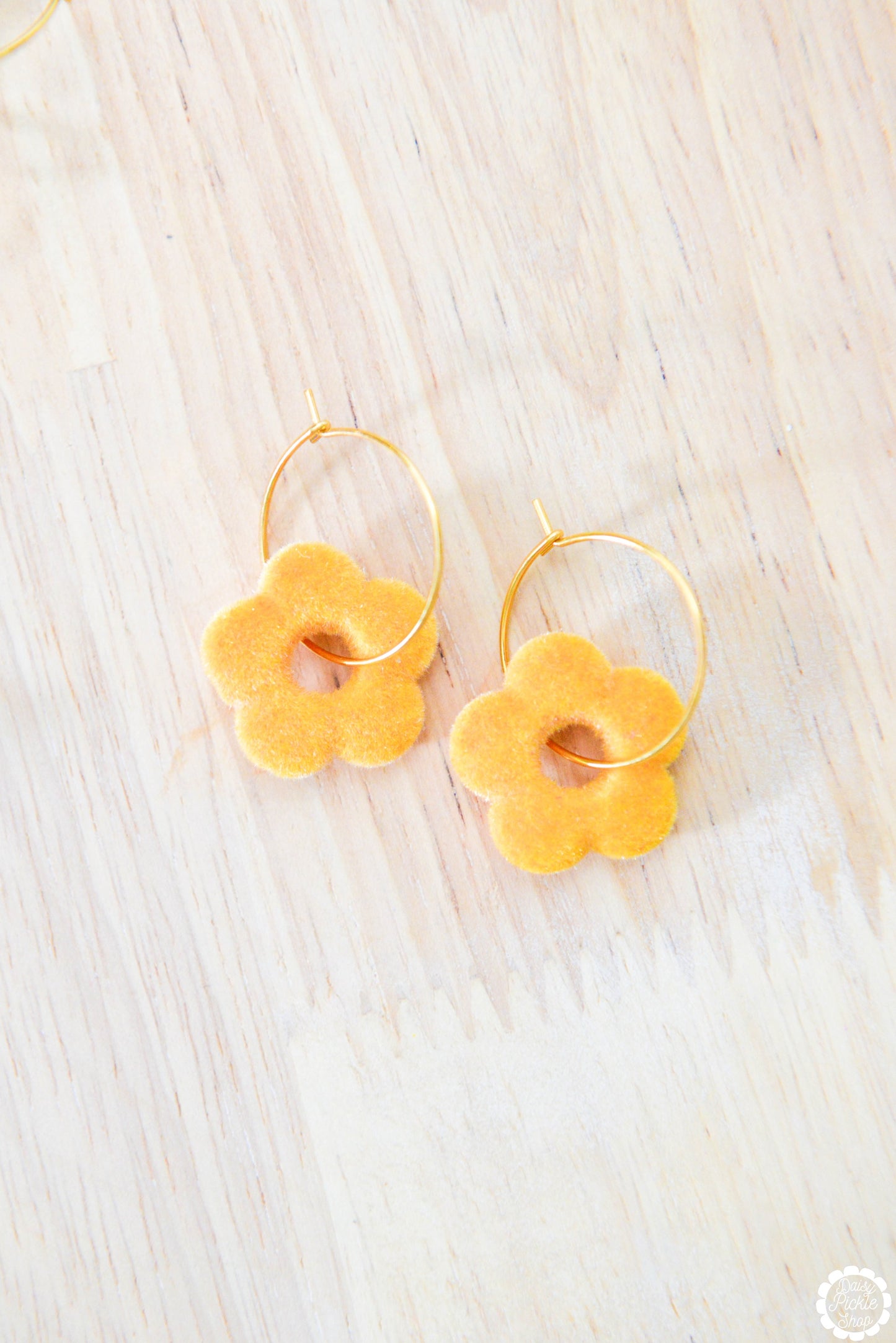 Fuzzy Flower Hoop Earrings