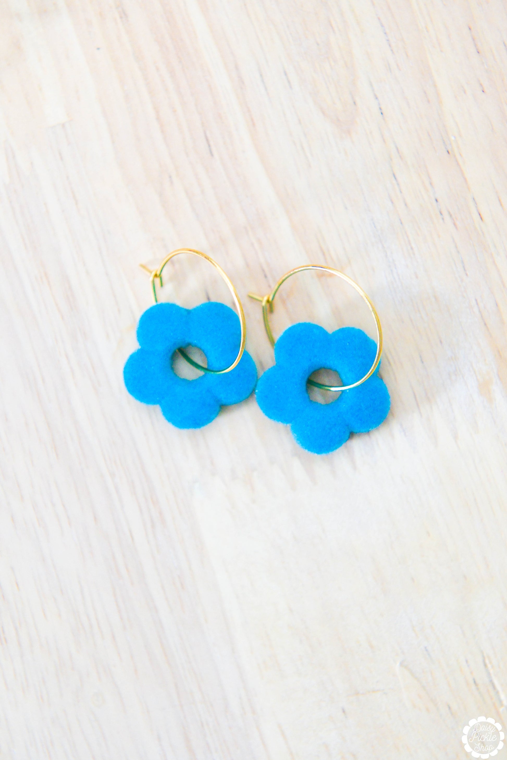 Fuzzy Flower Hoop Earrings